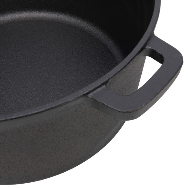 2 in 1 Cast Iron Stock Pot Dual Handles Multi Purpose Braiser with Griddle Lid