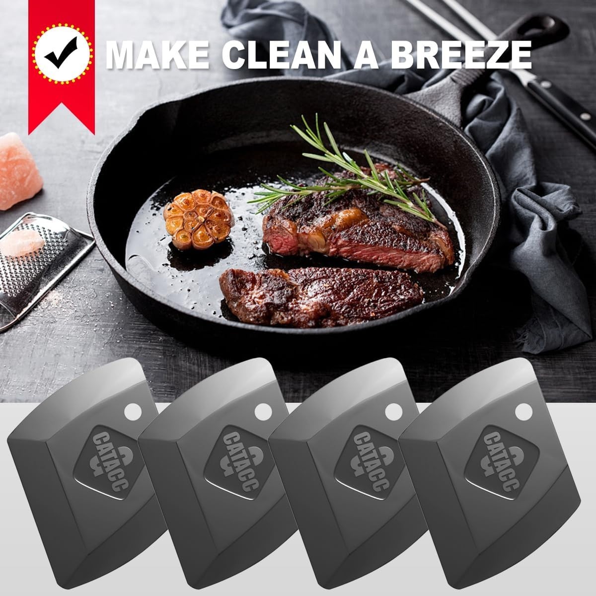 Versatile Plastic Kitchen Scraper Set – 4 Non-Scratch Tools for Easy Cleaning