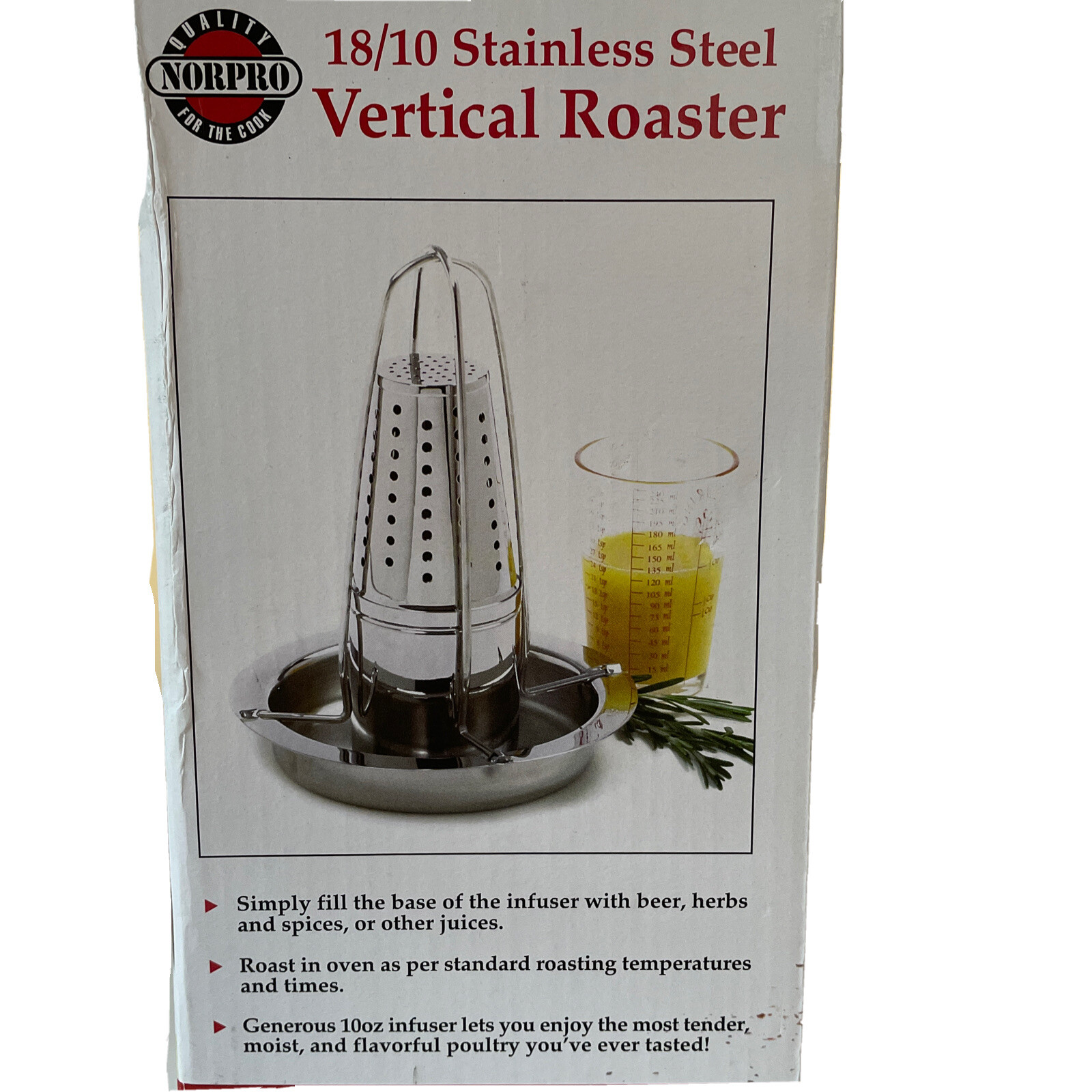 Norpro 18/10 Stainless Steel Vertical Poultry Roaster With Infuser Marinade 265