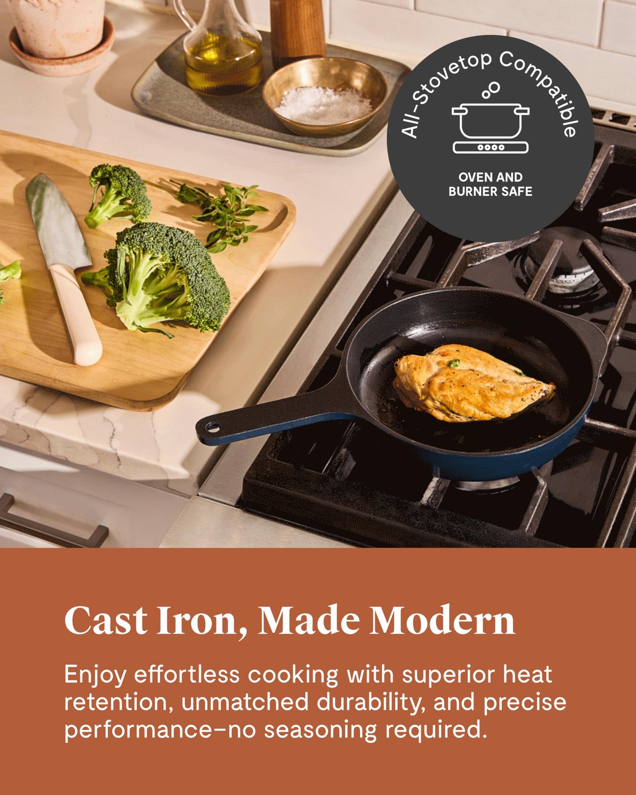 Cast Iron Skillet – 8” Enameled Cast Iron Pan With 3 Layer Enamel Coating – N…