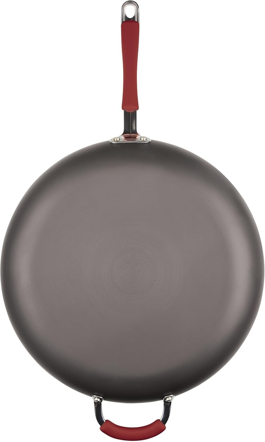 New Cucina 14″ Hard Anodized Nonstick Frying Pan Gray Red Handles