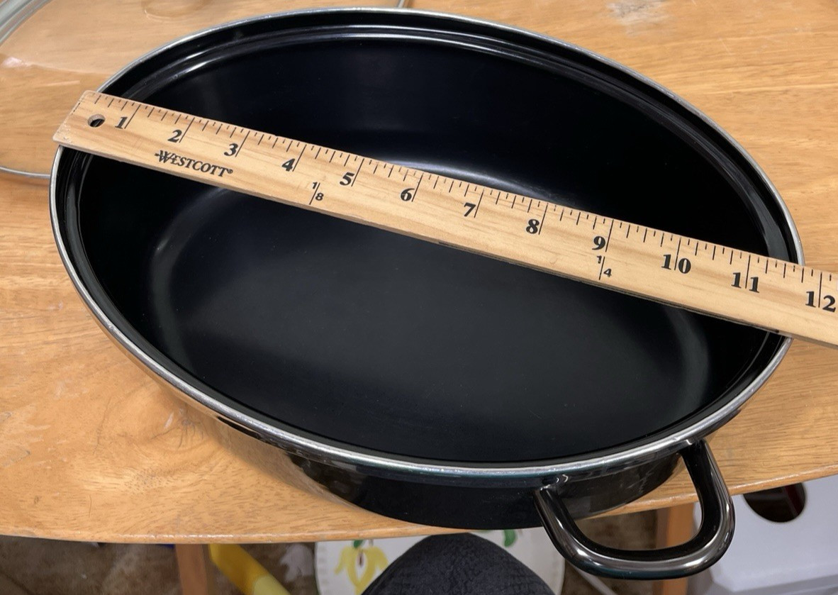 Chantal Enamel On Steel Roaster Pan Dutch Oven Oval Dome with Glass Lid OV30