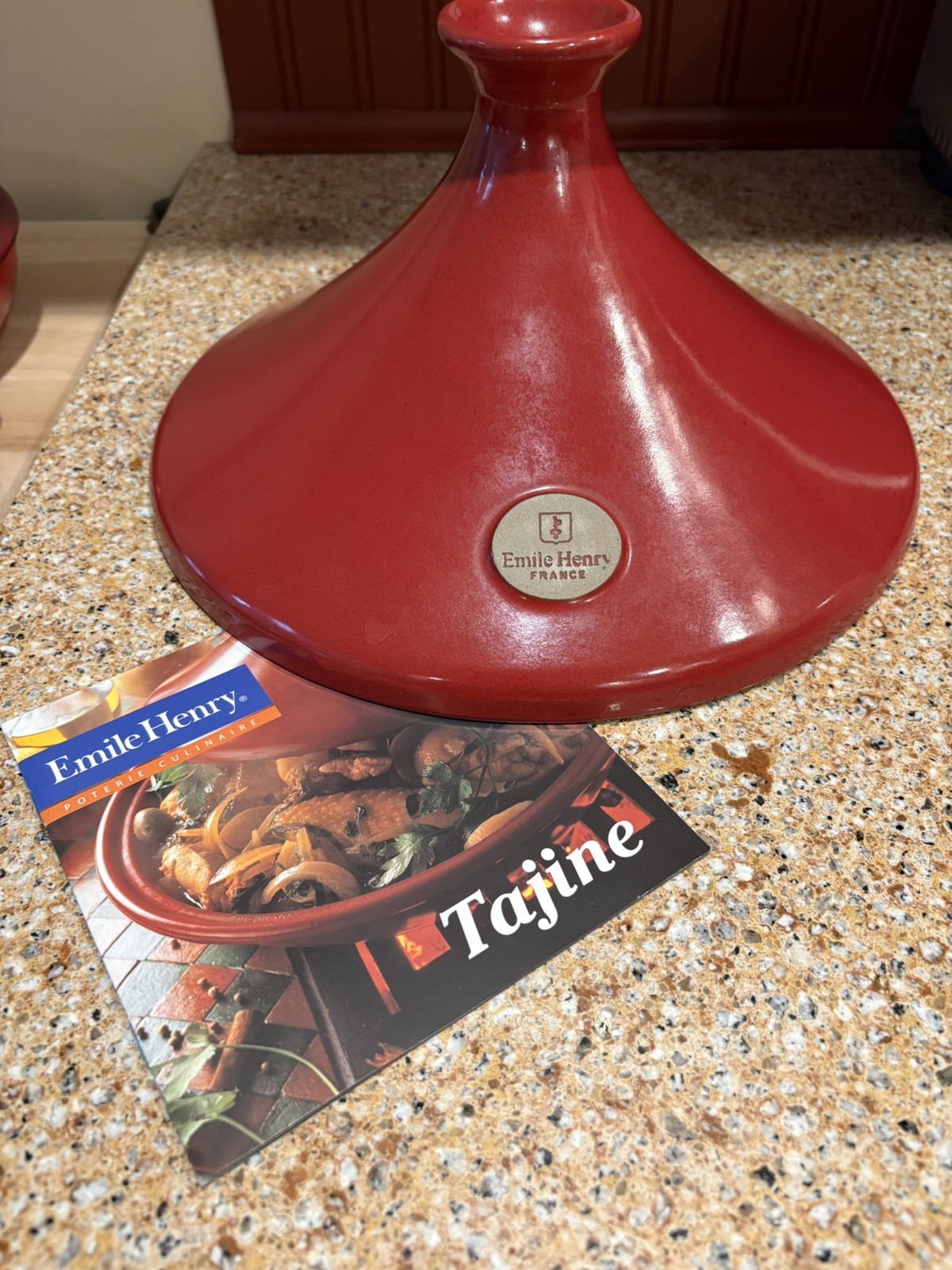 Emile Henry Burgundy Ceramic Tagine 3.7 Qt 55.32 France