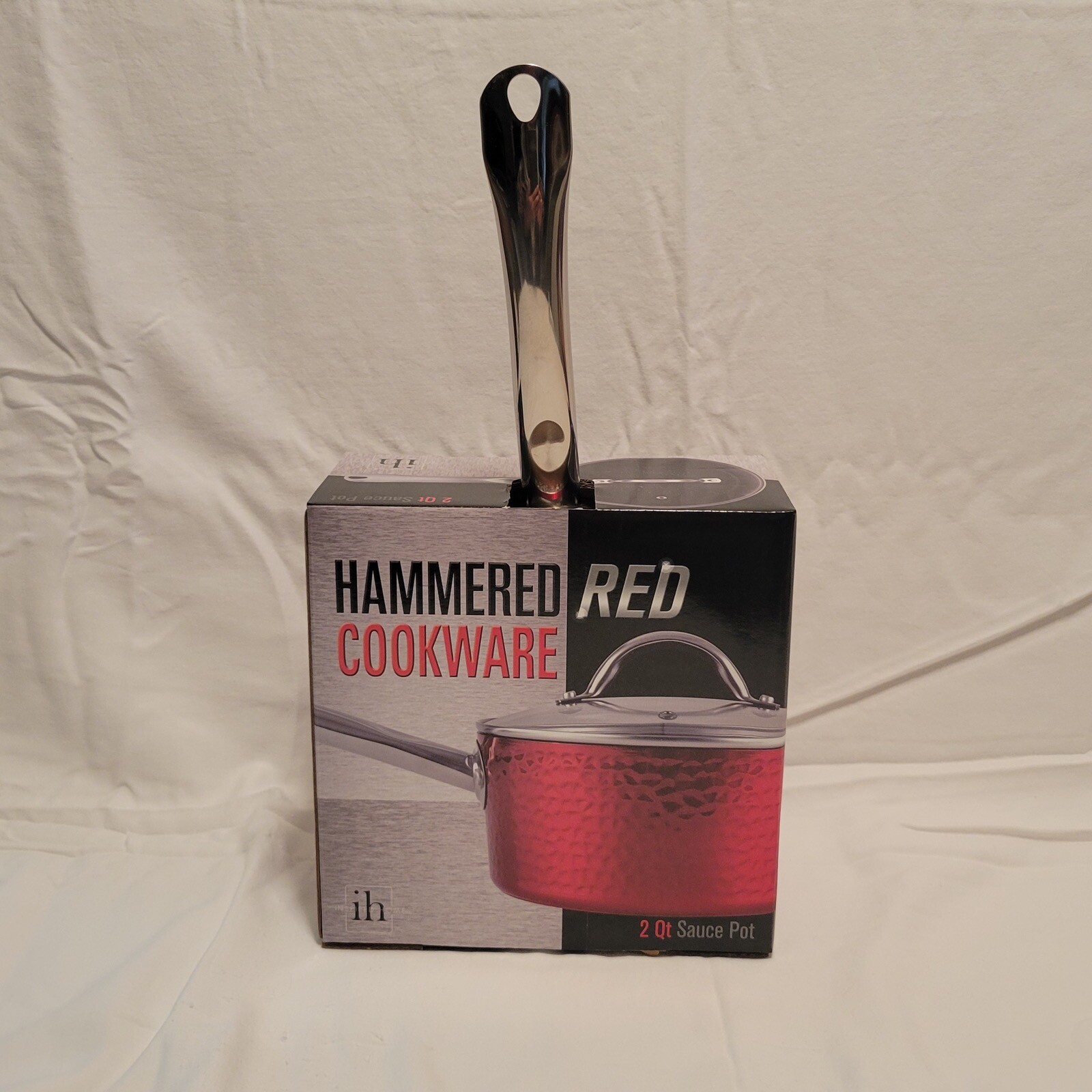 ih ~ Inspired Home Hammered Red Cookware, 2 Qt Sauce Pot, HXPH20S-03
