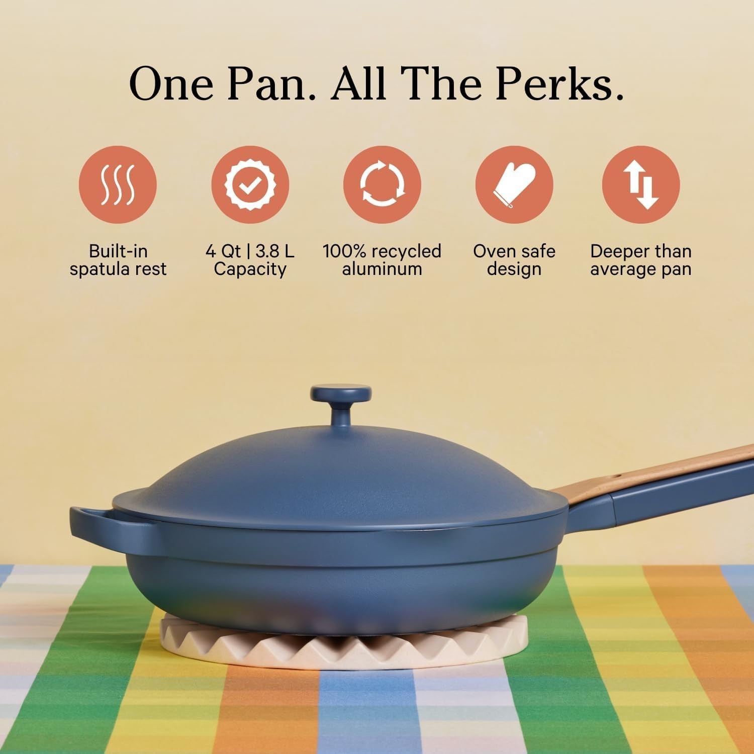 Our Place Large Always Pan | 12.5″ Ceramic Pan with Modular Lid & Beechwood