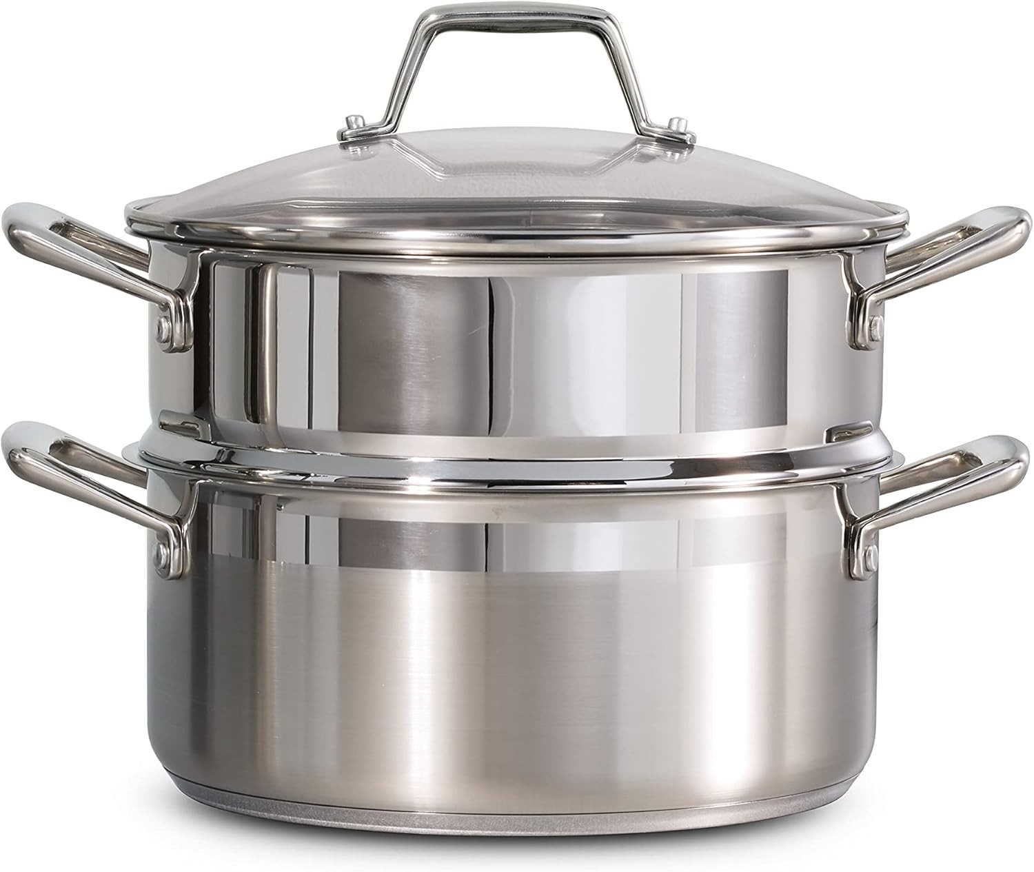 5-quart stainless steel steamer set dutch oven with steamer insert glass lid