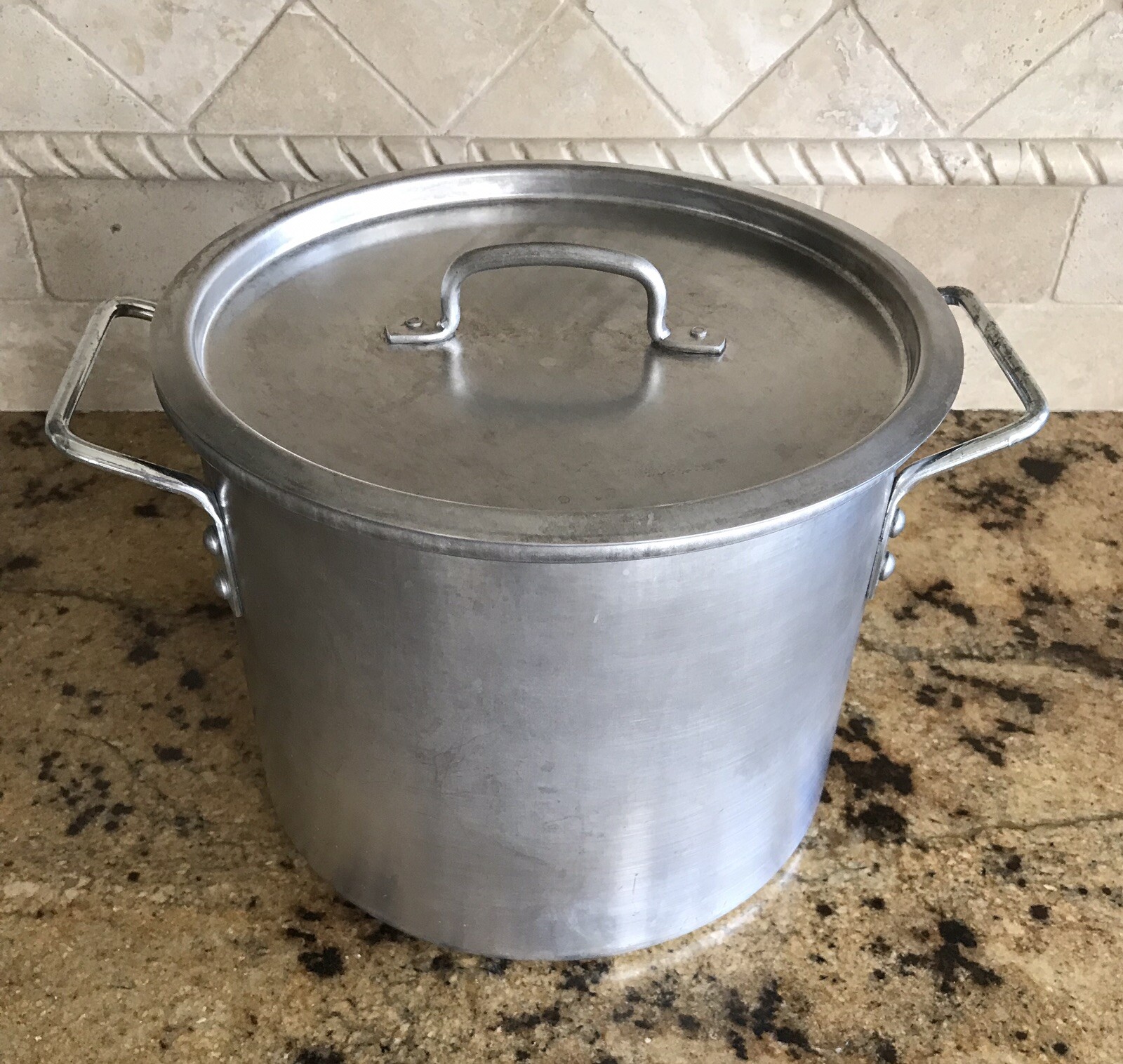 Vintage Mirro Aluminum 12 Qt Stock Pot With Lid #4012