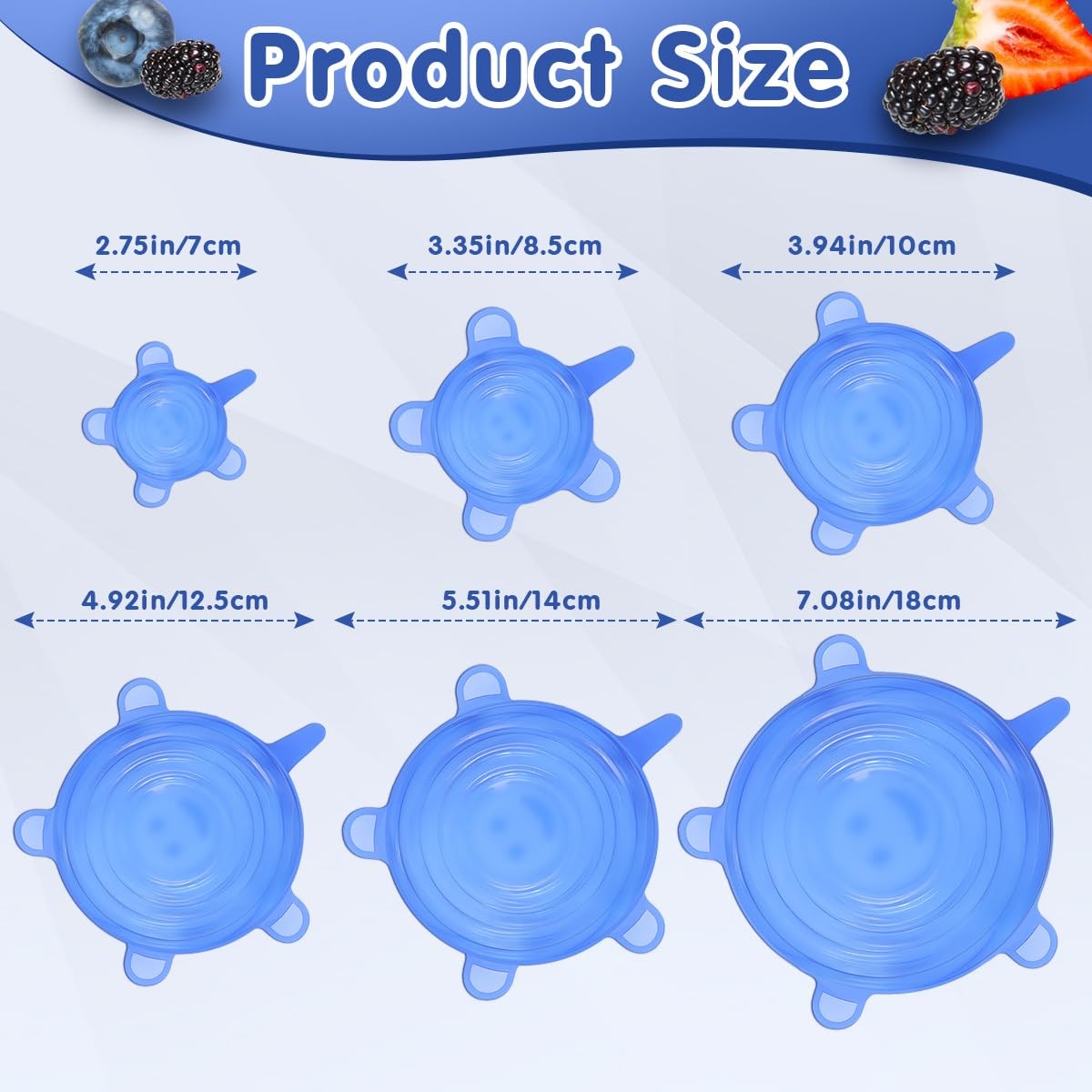 12 Pcs Reusable Silicone Stretch Lids Bowl Covers Flexible Food Storage Covers