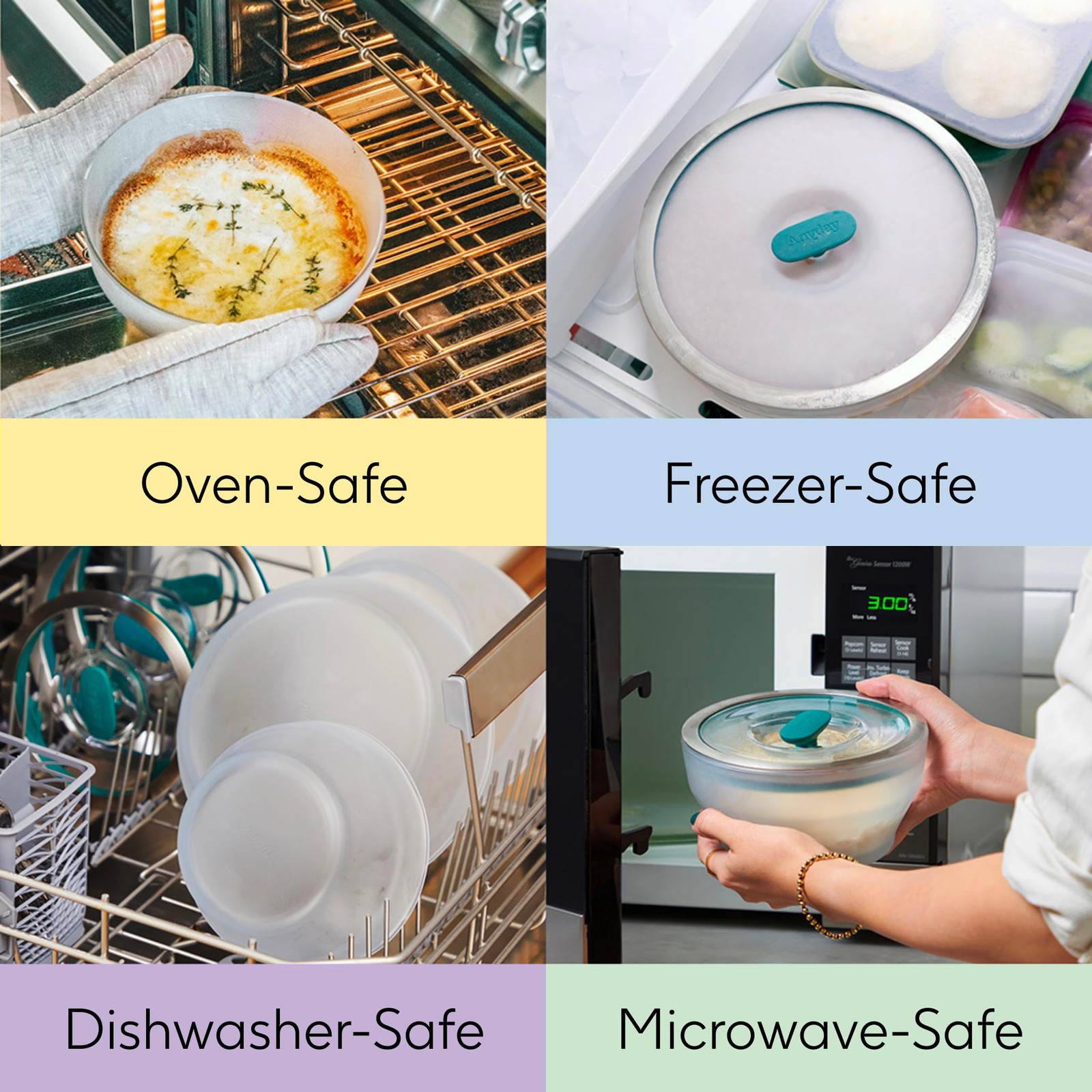 Glass Microwave Steamer Container 4 Cup Food Storage Airtight Vented Lid Plastic