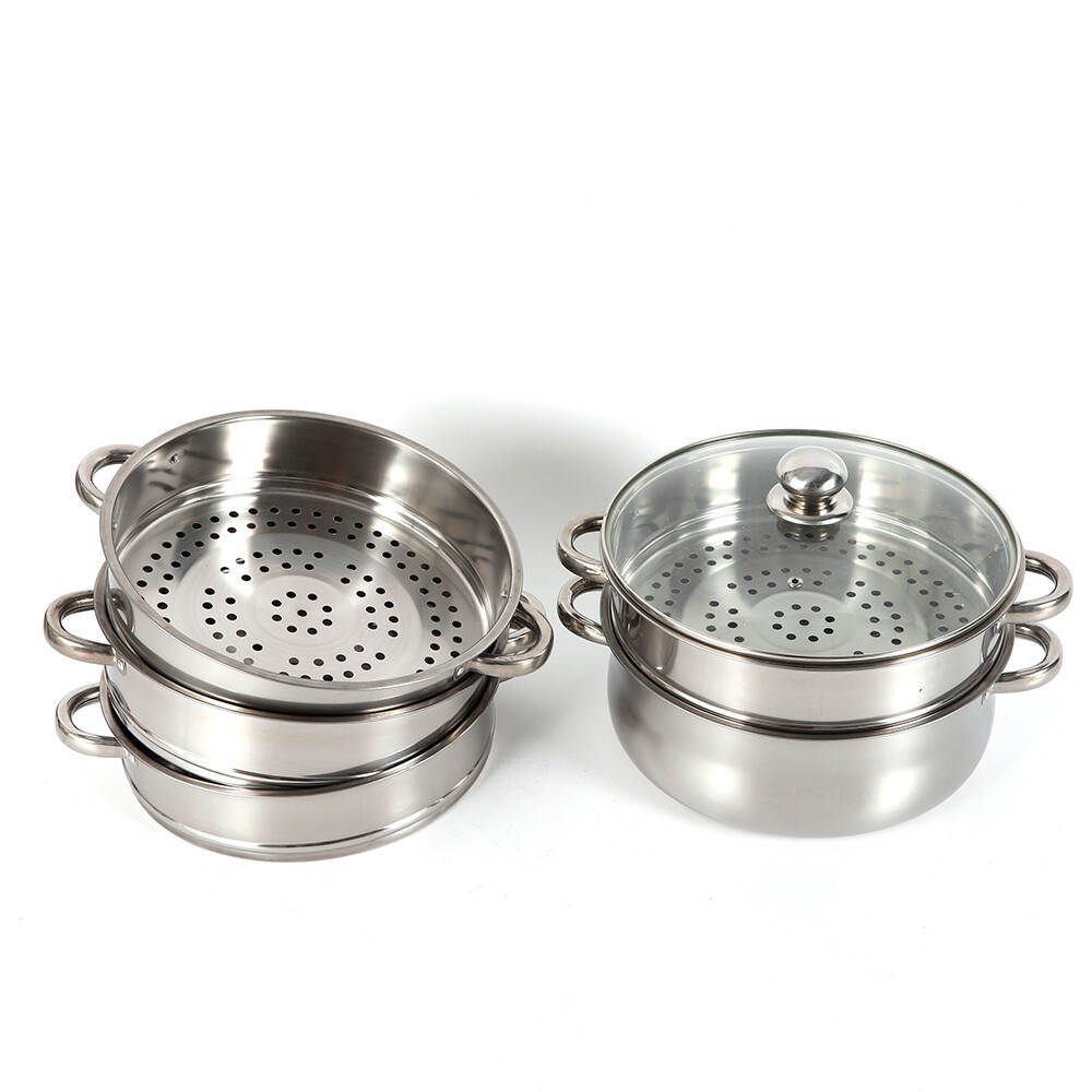 5-Tier Dumpling Steamer Stainless Steel Steamer Pot With Lid Steaming Basket
