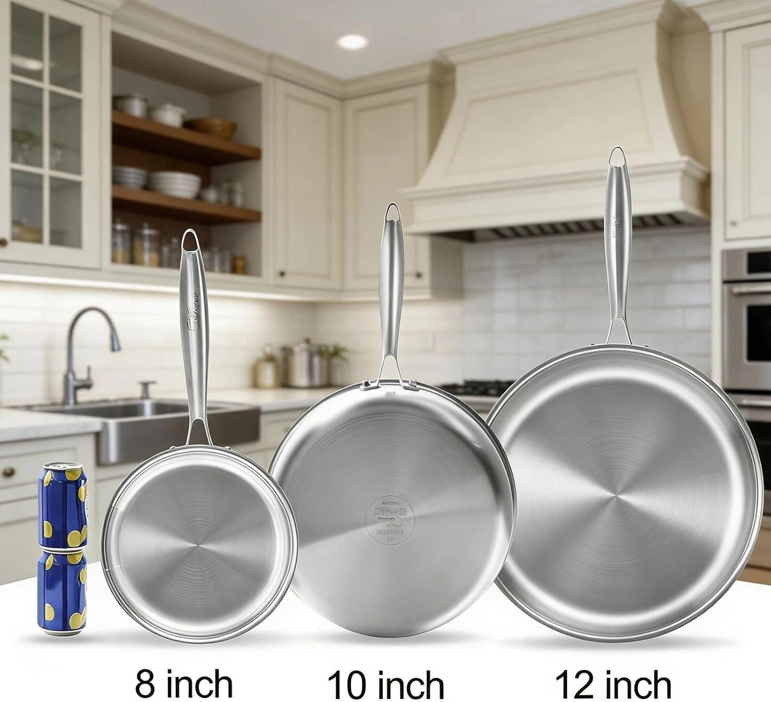 Tri-ply Stainless Steel Frying Pan 8 Inch Small Skillet for Chef’s Cooking Pa…