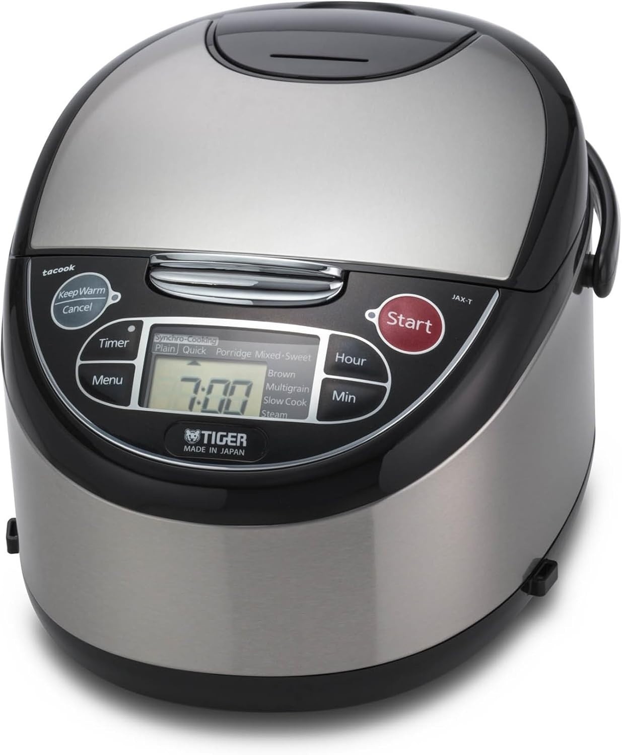 Tiger JAX-T18U-K 10-Cup Micom Rice Cooker with Food Steamer Slow Cook S/S Black