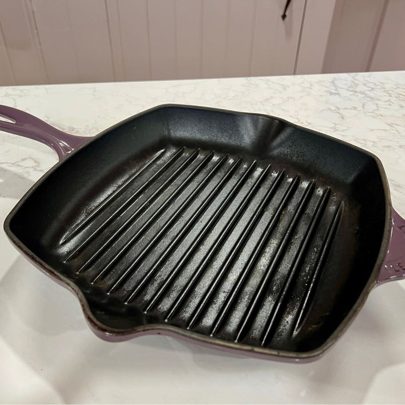 Le Creuset 10.25″ Enameled Cast Iron Skillet Grill, Discontinued Cassis, France