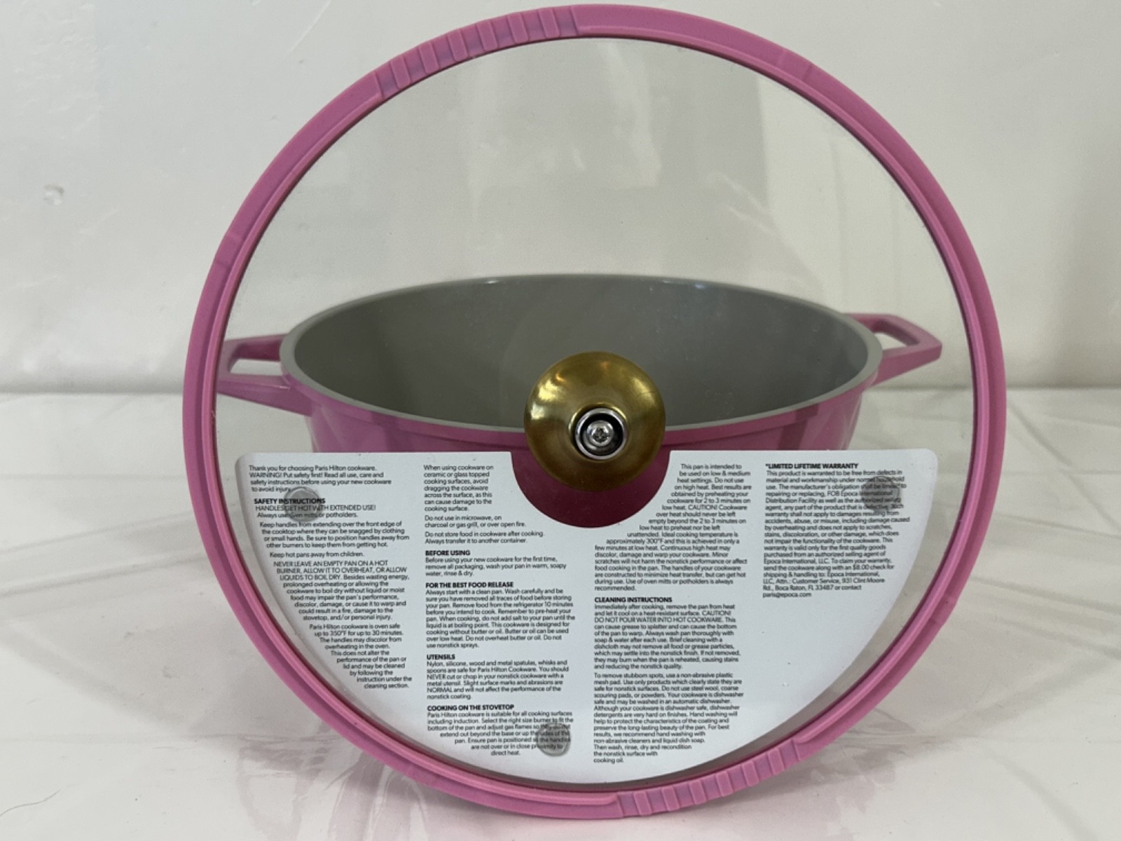 NEW Paris Hilton 4.6 Quart Cast Aluminum Dutch Oven Pink Quilted Kitchen B59