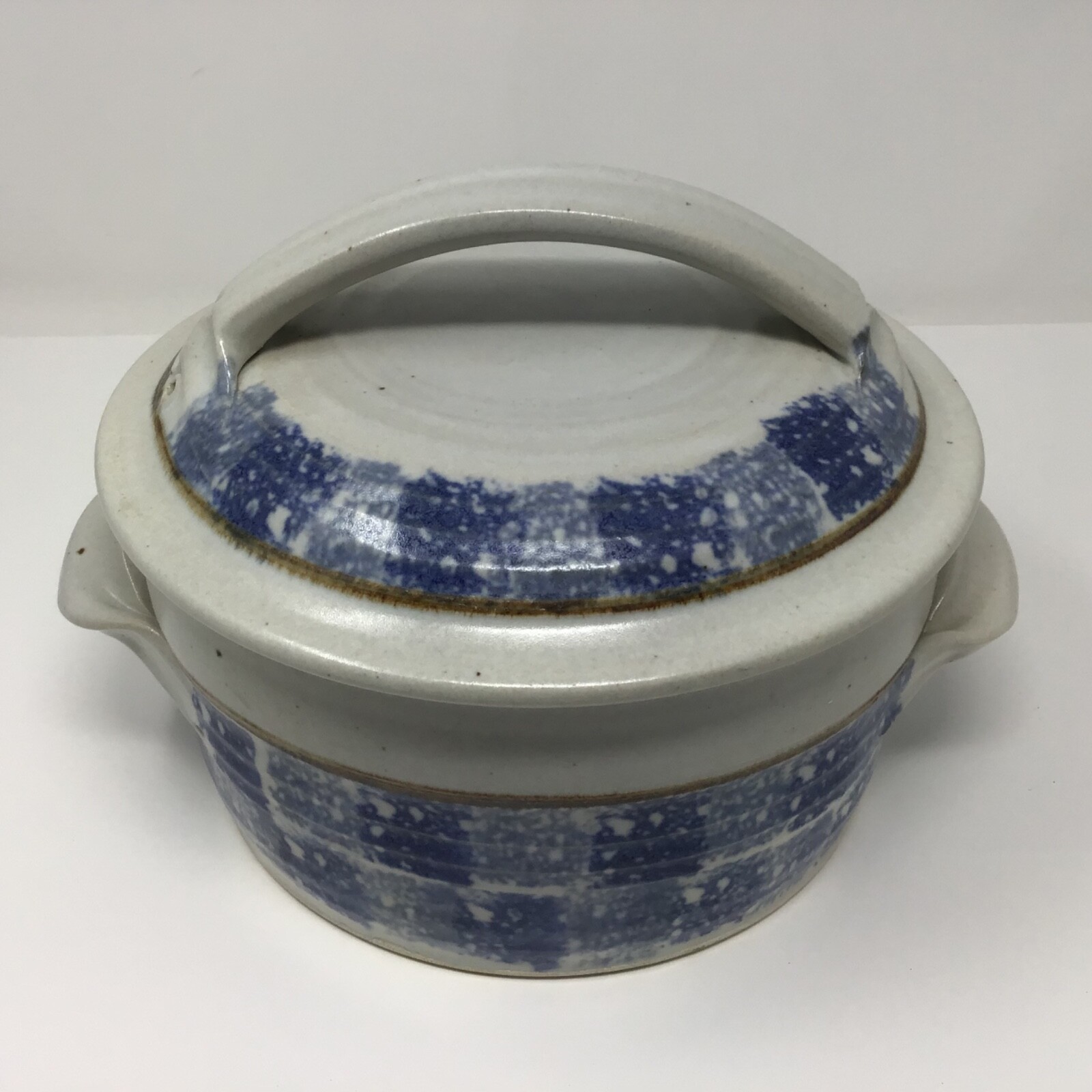 Handmade Pottery Rice Cooker, Steamer, Gray & Blue,