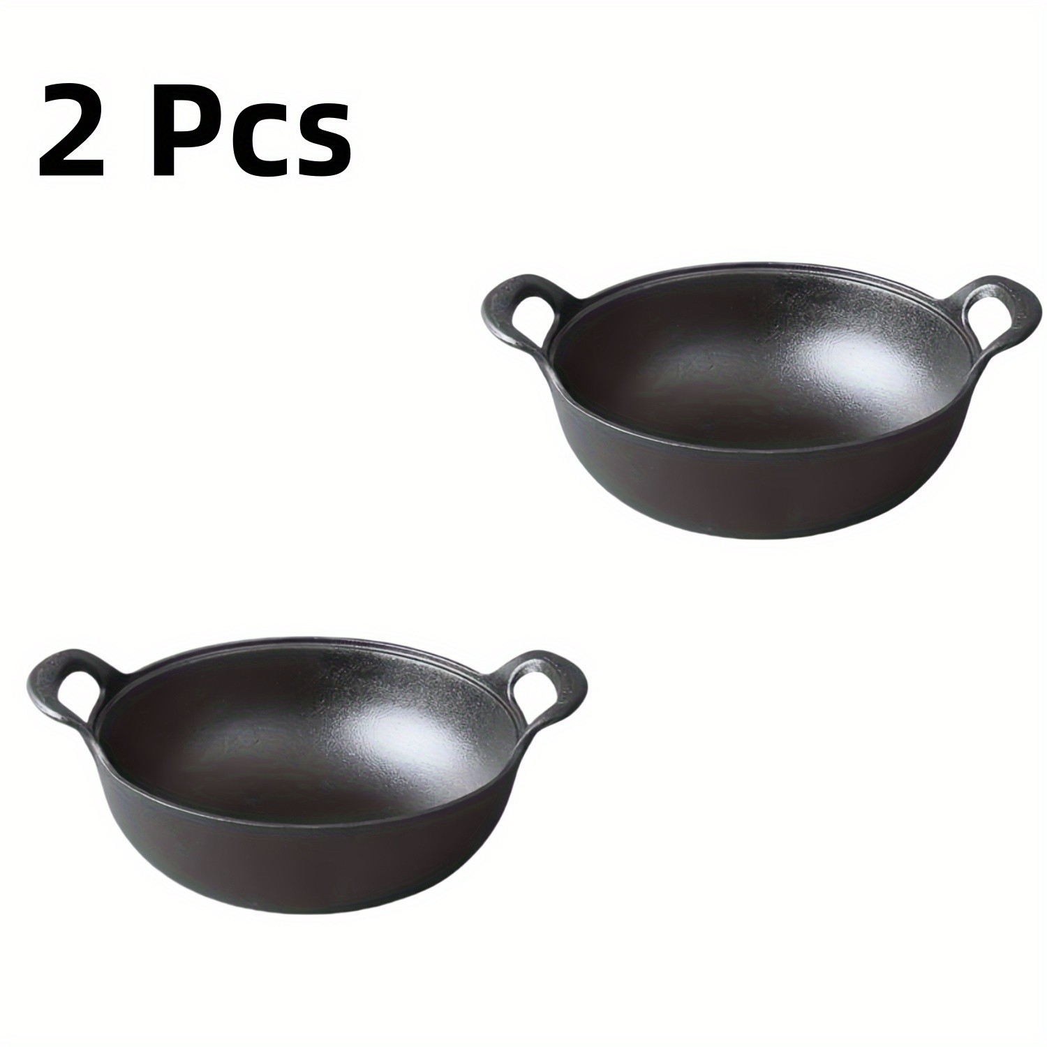 1/2pcs 20cm/7.87in Heavy-Duty Cast Iron Skillet with 2 Handles