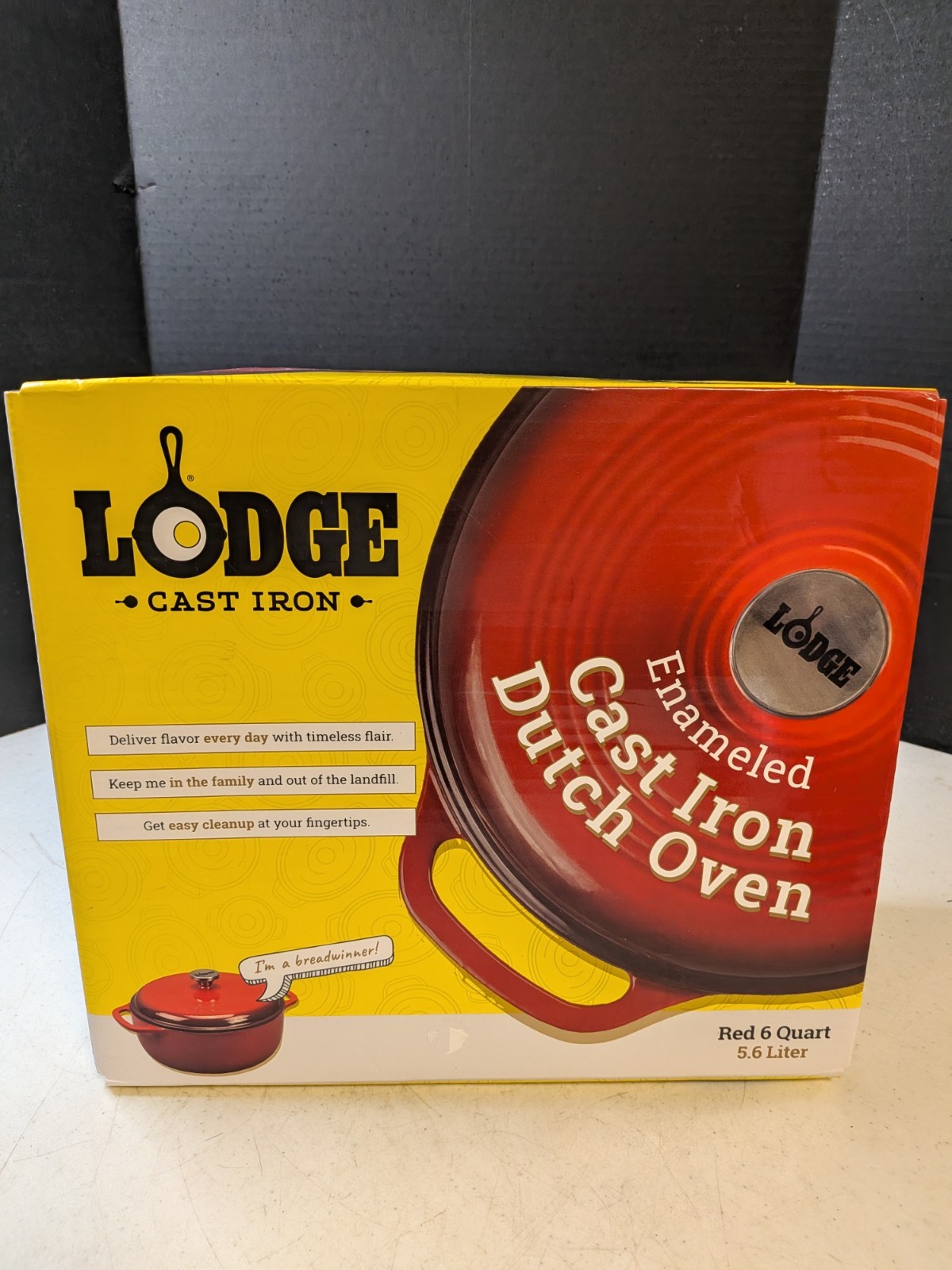 Lodge EC6D43, 6 Quart Red Enameled Cast Iron Dutch Oven, New SEALED