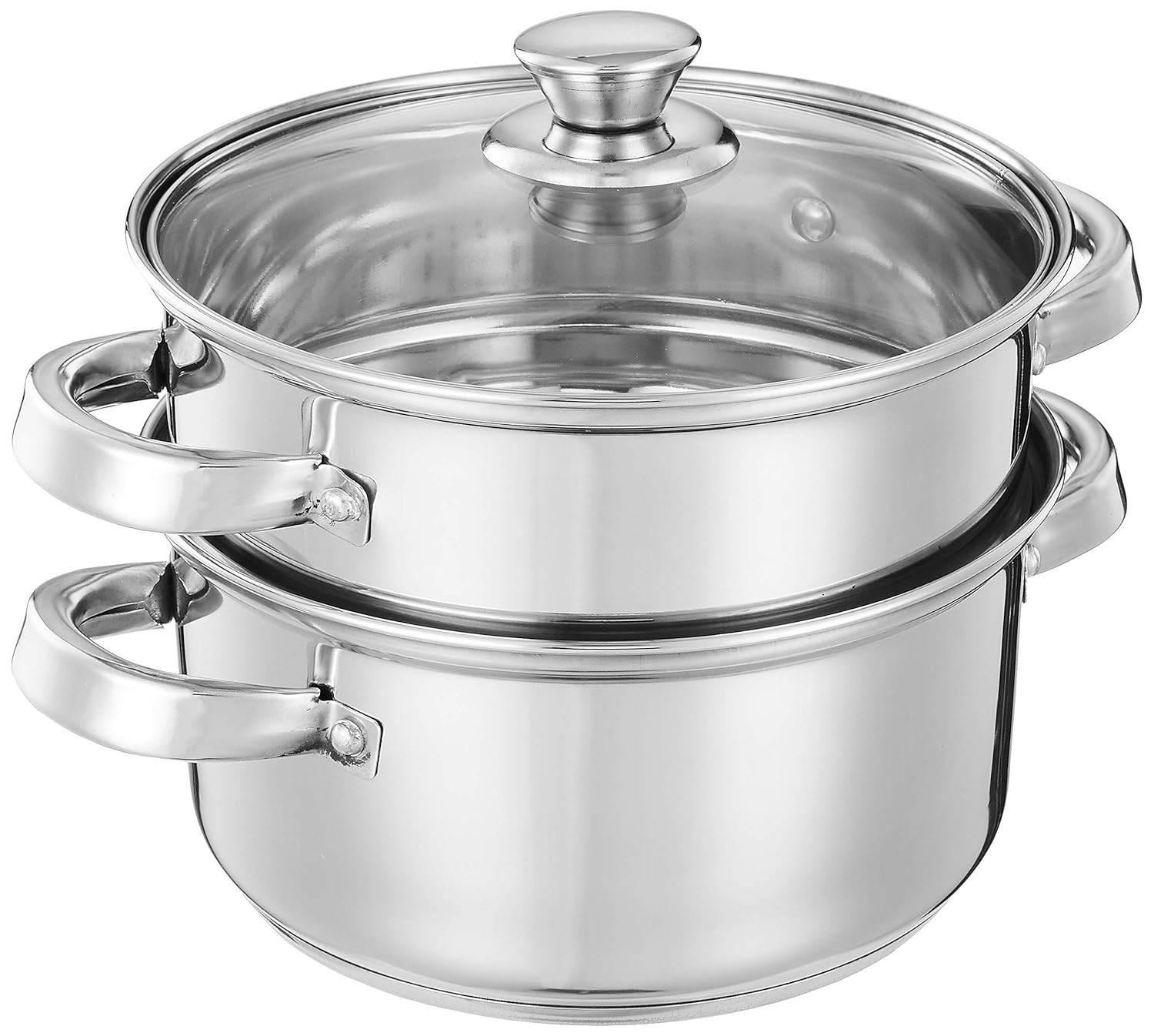 Stainless Steel Steamer with Glass Lid Induction Base Modak, Momo Maker 2 L