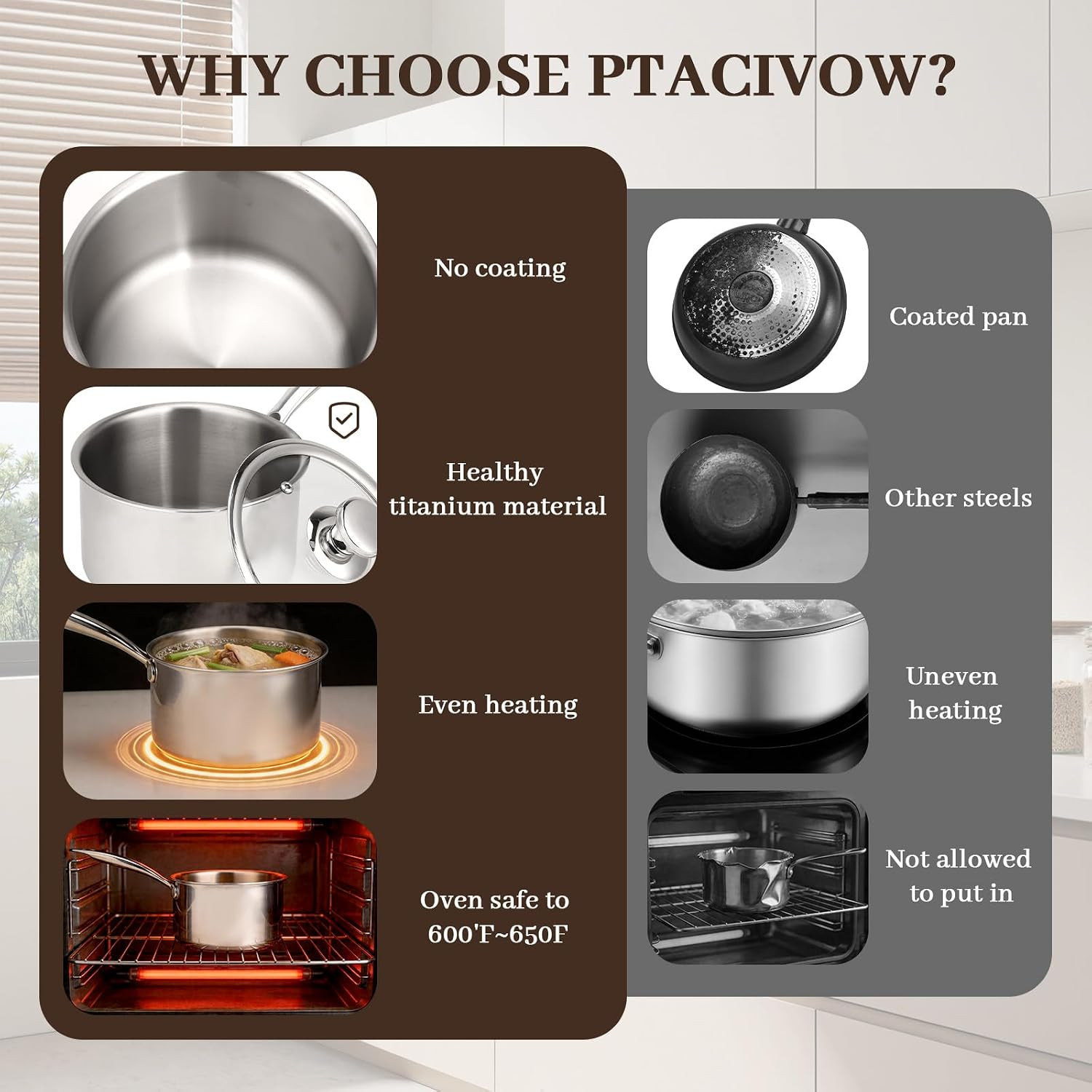 Pure No Coating Lightweight Milk Pot Compatible with All Stovetops for