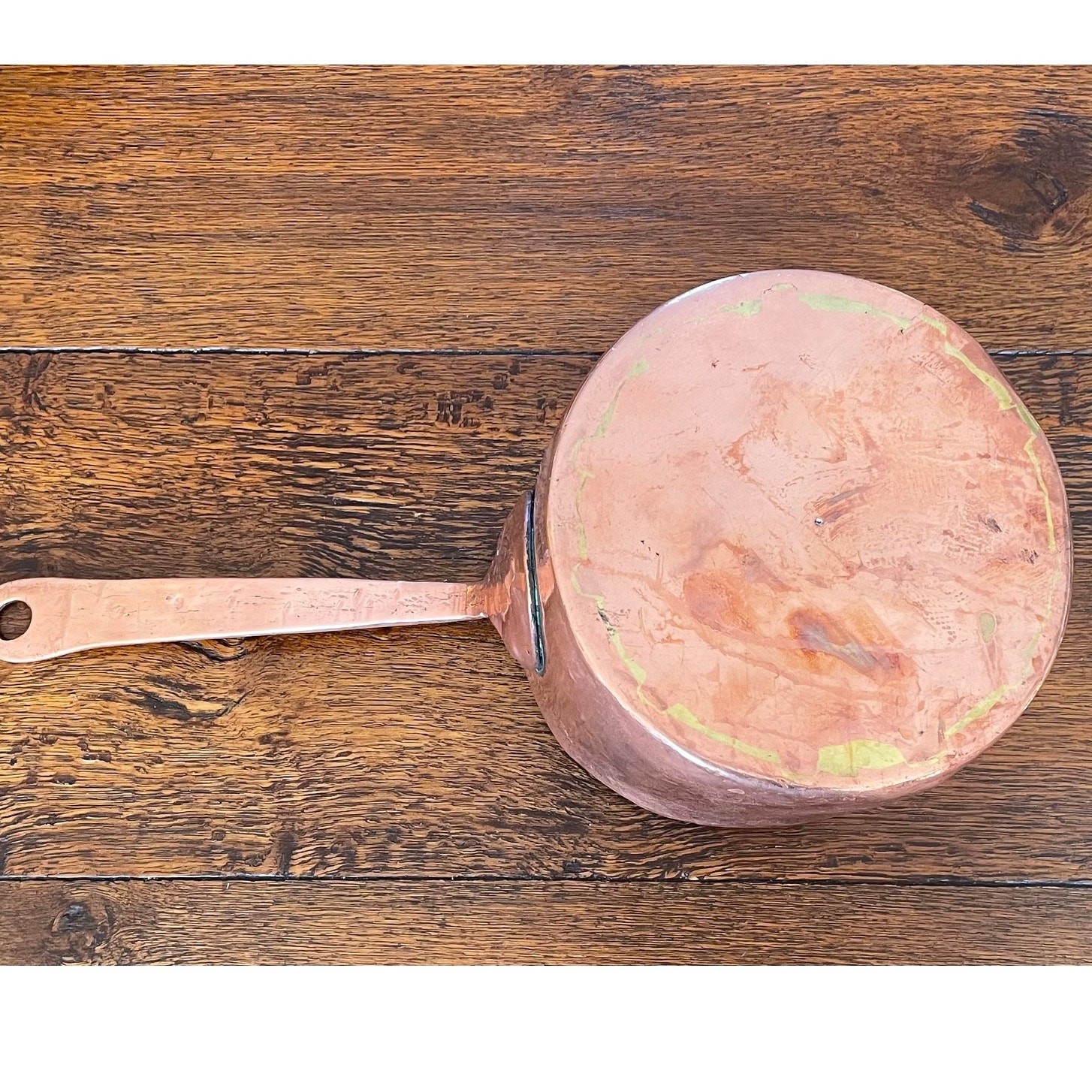 Vintage Large French Copper Saucepan with Copper Handle, Hammered Texture