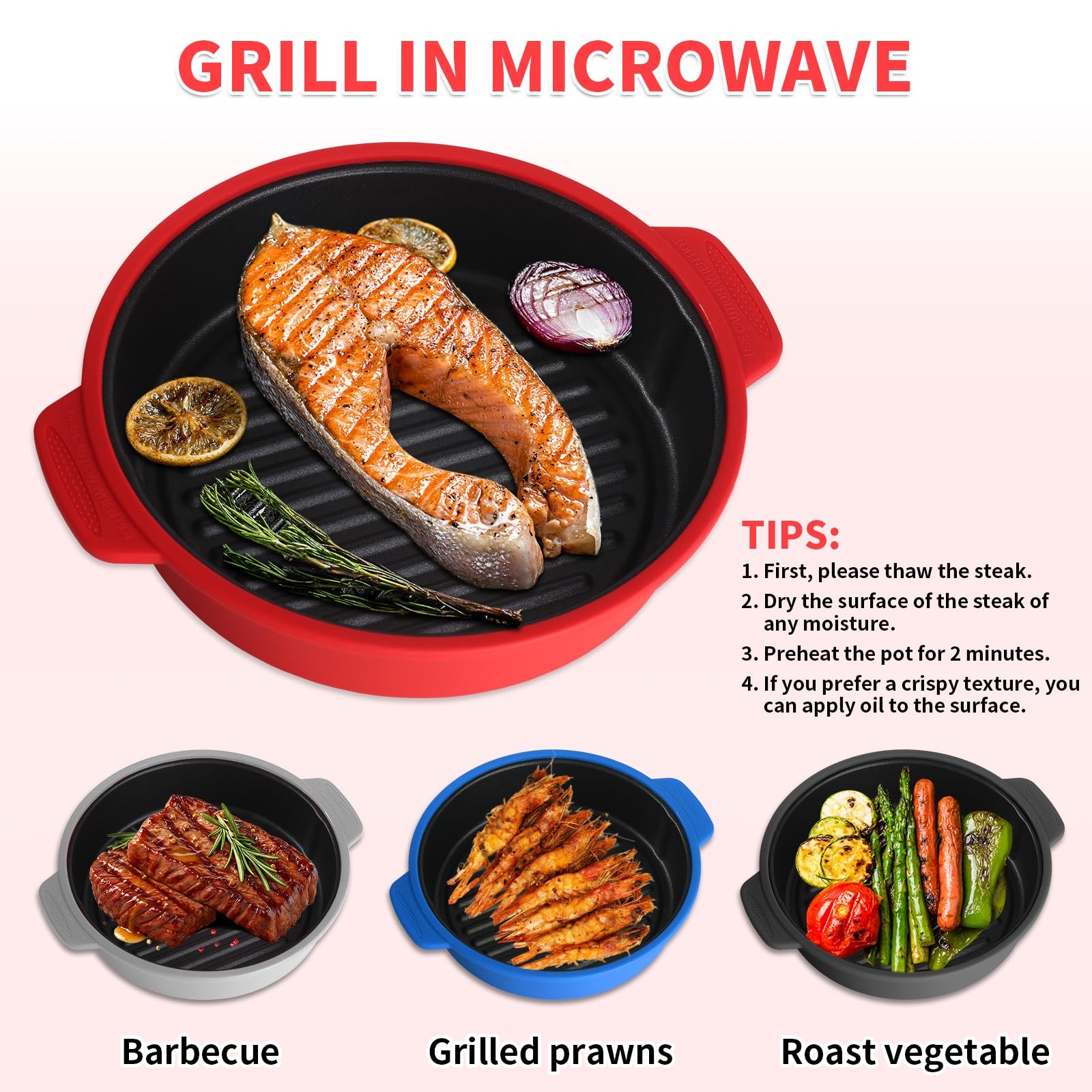 Microwave Grill Pan, Fry Griddle Crisper Pan with Lid for Grilling Browning a…