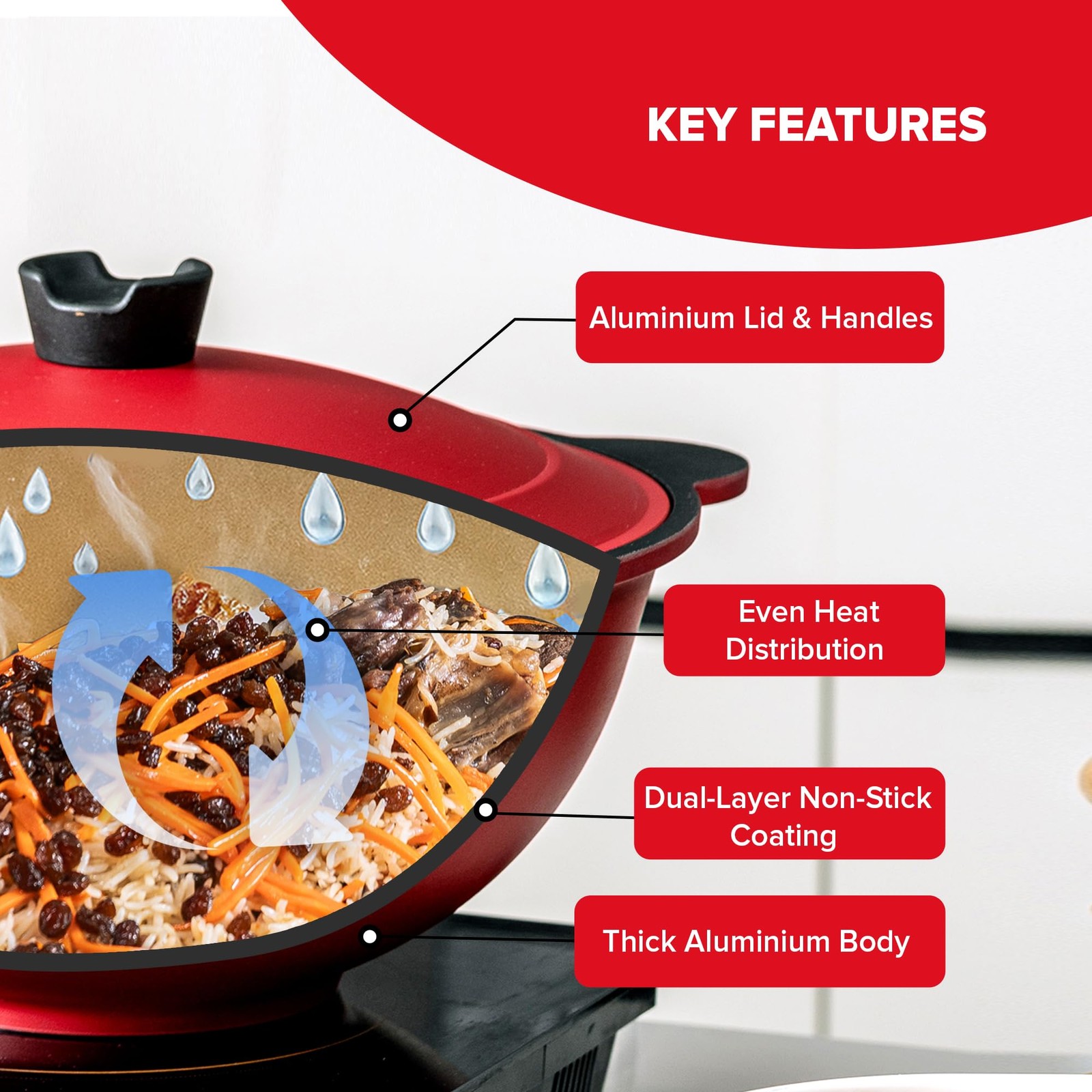 Qabili Pilaf Pot – Traditional Afghan Pilau Pot with Non-Stick Coating, Perfe…