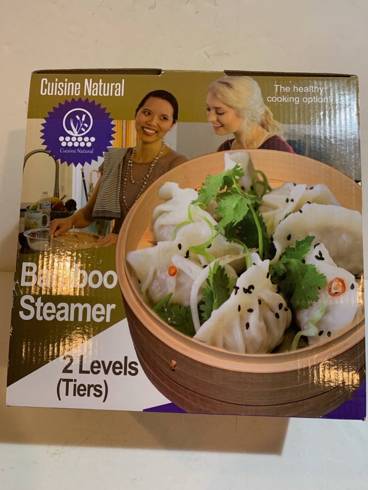 New Bamboo Steamer Basket Natural Bamboo Chinese Steam Basket – 2 Tier Food Pot 