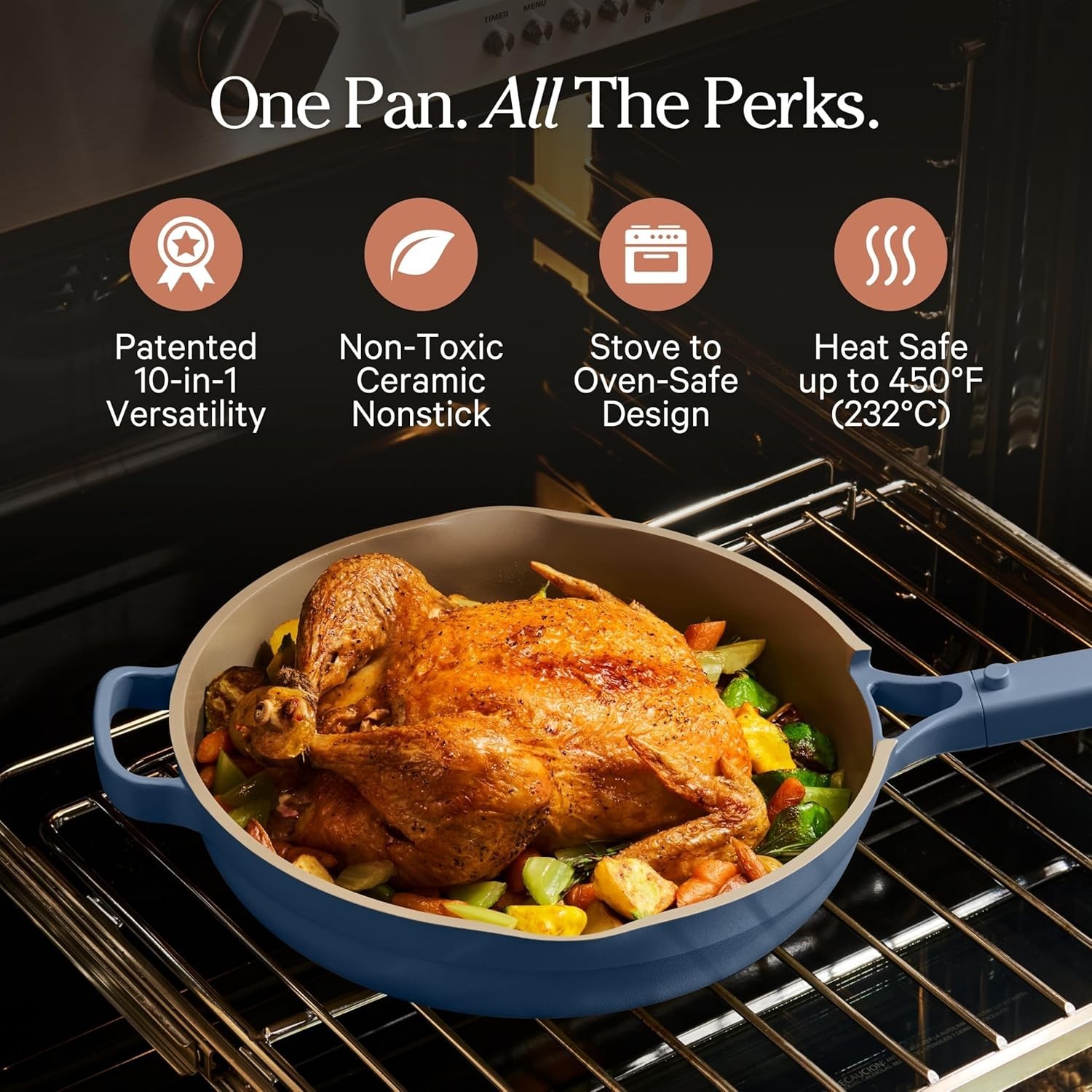 Our Place LARGE Always Pan 2.0 12.5” Ceramic Nonstick Pan w Lid BLUE SALT READ