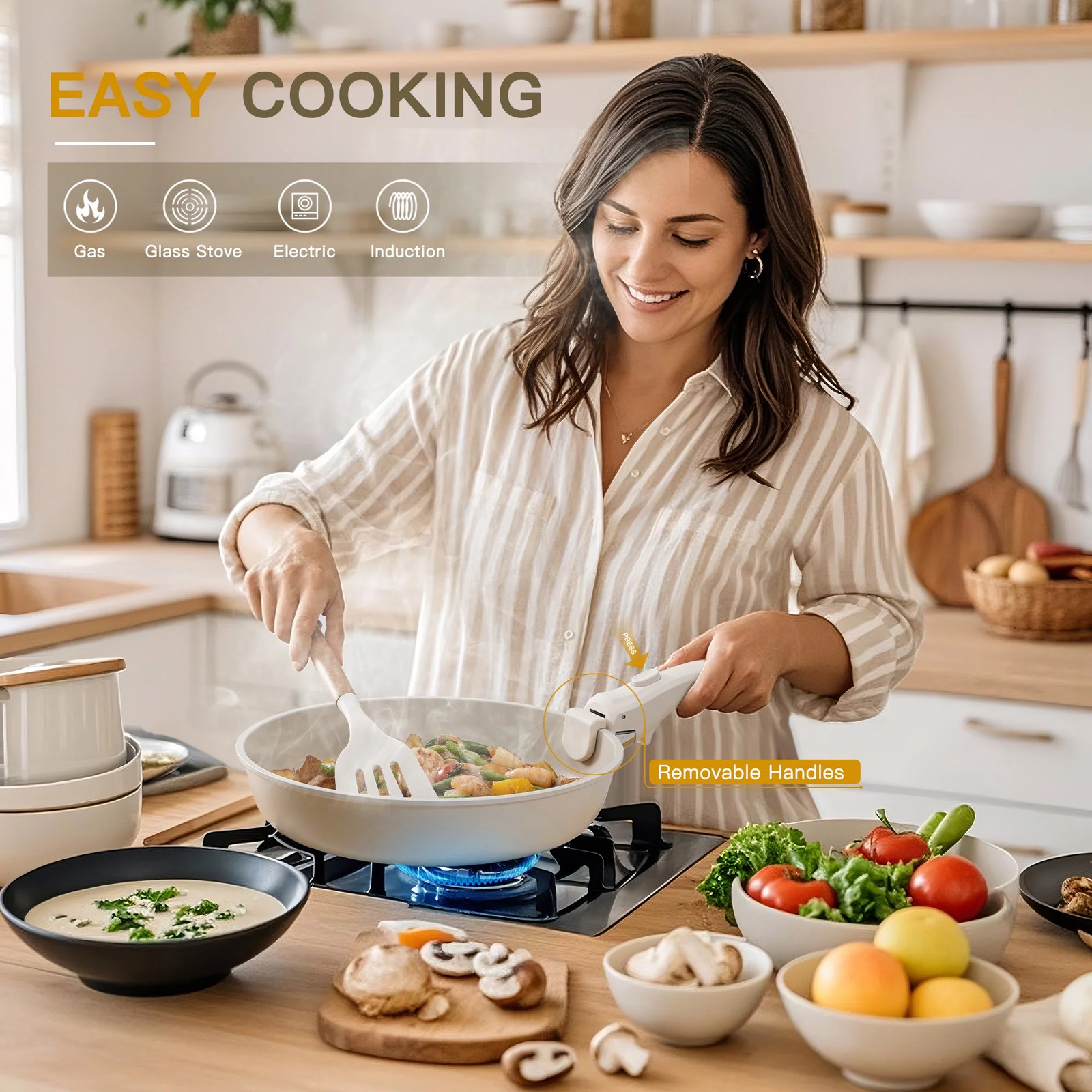 Astercook 20 Piece Pots and Pans Set Non Stick, Cookware Set