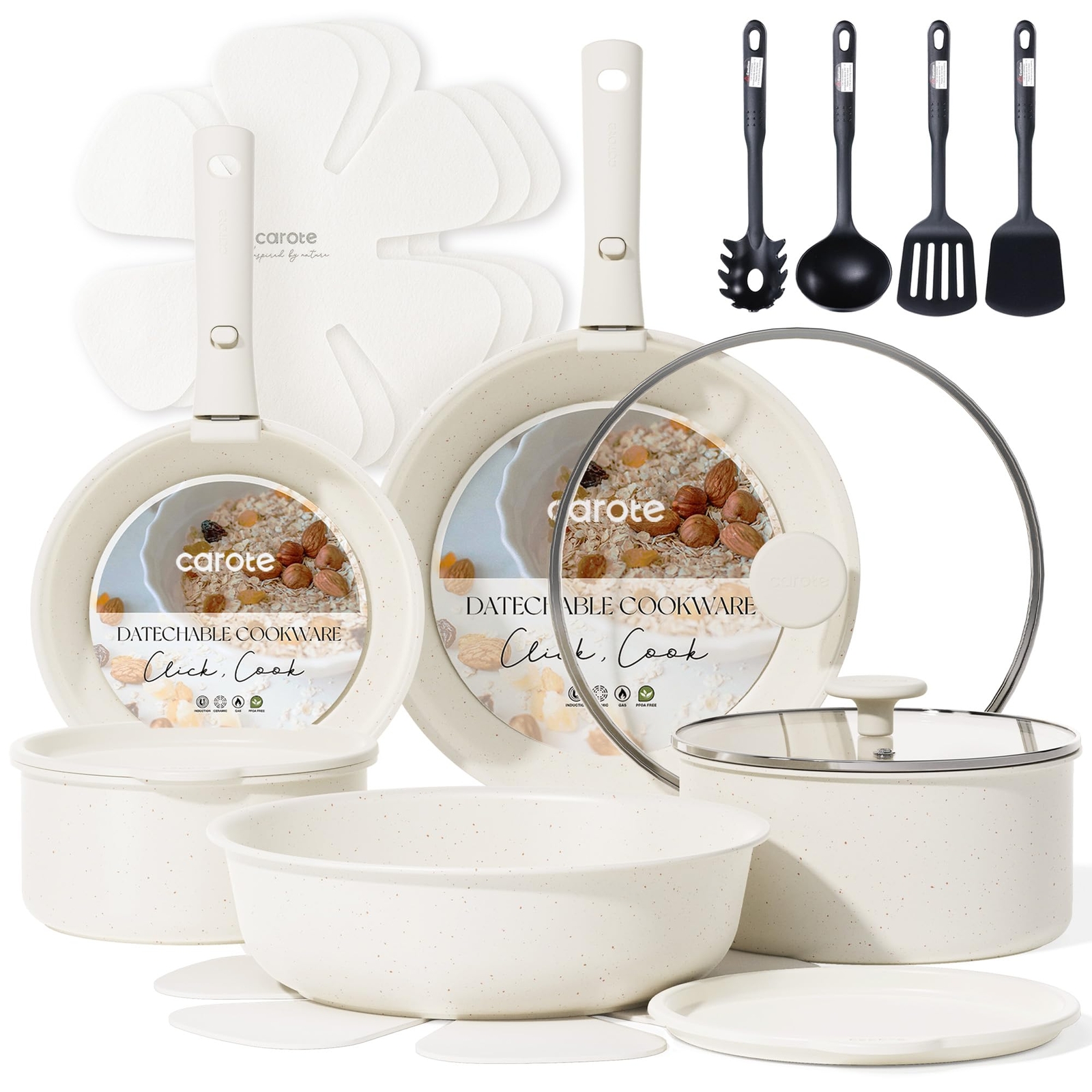 19pcs Pots and Pans Set Non Stick, Cookware Sets, Kitchen Set, Oven/Fridge Safe,