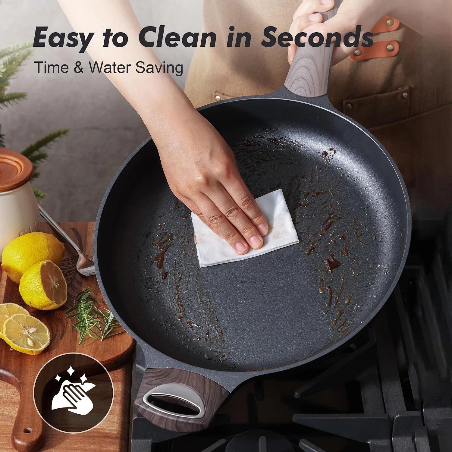 Nonstick Frying Pan Skillet 12.5Inch Large Non Stick Omelette Pans with Ergon…