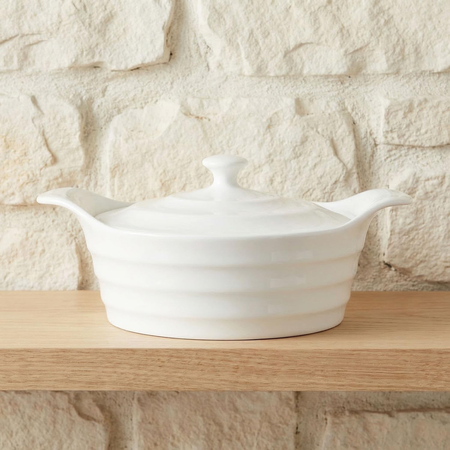 Jinsongdafa 8 X 6 Ceramic Casserole Dish Lids 31 Oz White French Soup Tureen