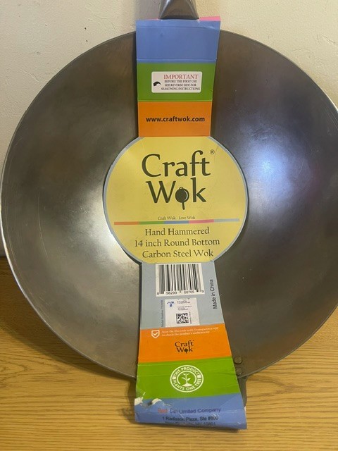 BRAND NEW CRAFT WOK HAND HAMMERED 14″ 14 INCH ROUND BOTTOM CARBON STEEL 731W88