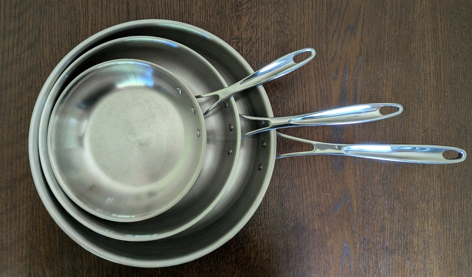 Calphalon Stainless Steel 3-Pan Set #1388, 8″; #1390, 10″; #1392, 12” PRE OWNED