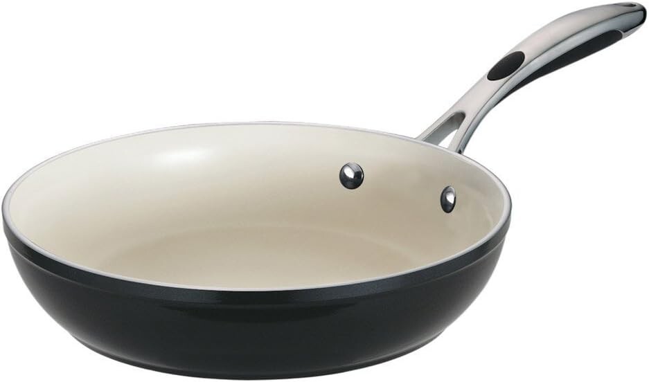 Tramontina Ceramic Nonstick Frying Pan 10″ Dia Aluminum Metallic Black Soft-Grip