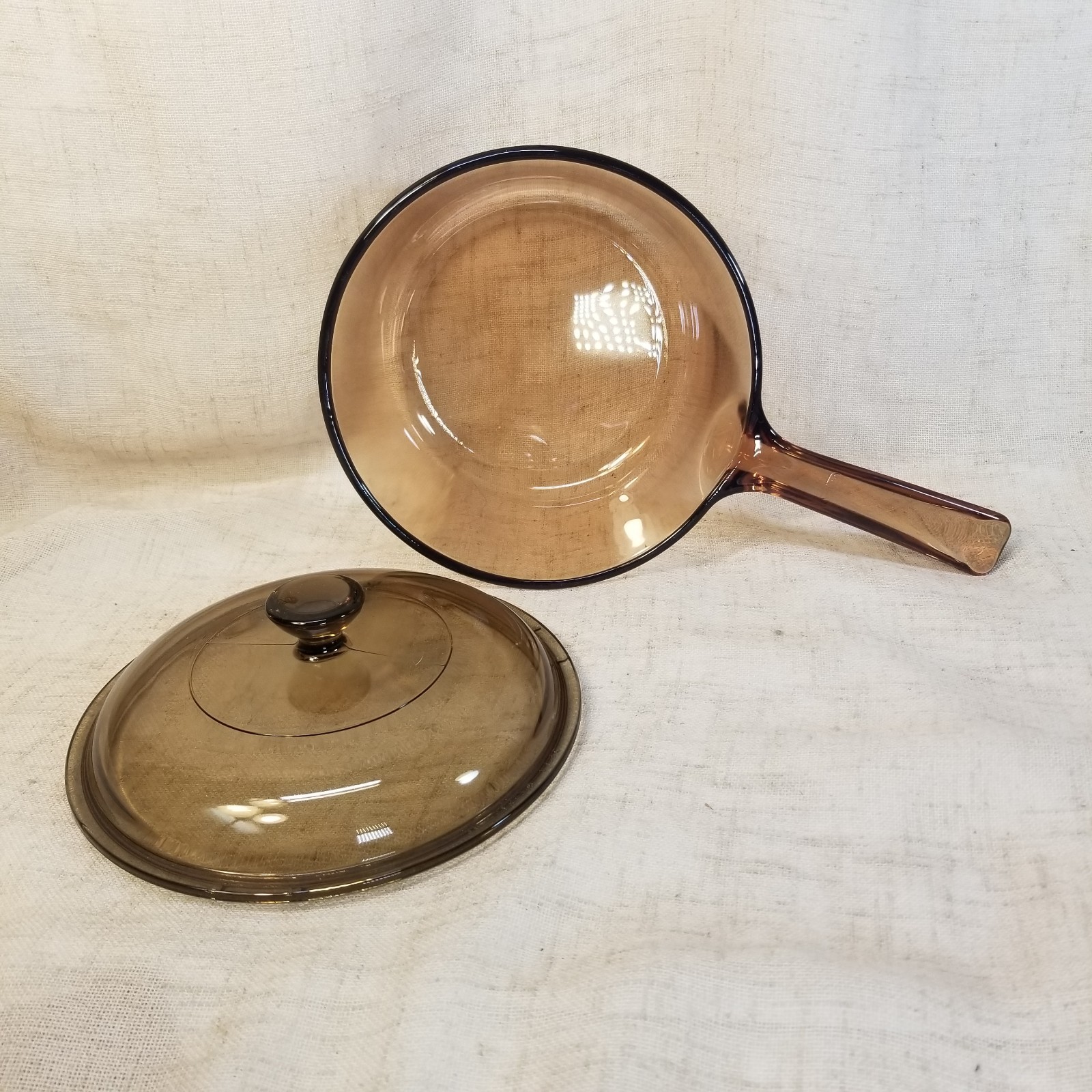 Pyrex Corning Ware Visions Amber Cookware 1.5 L Liter Saucepan Pot Lid Vtg EUC