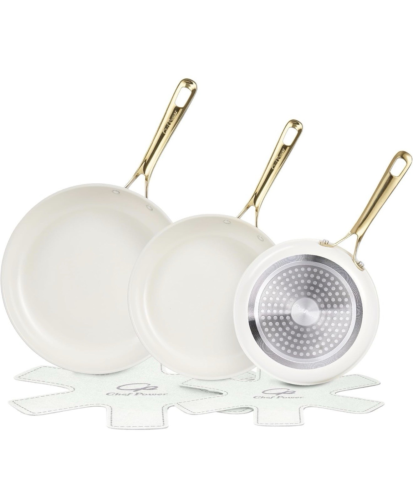 Ceramic Frying Pan Set with Stainless Steel Handle -Non Stick Grill Pan Set,