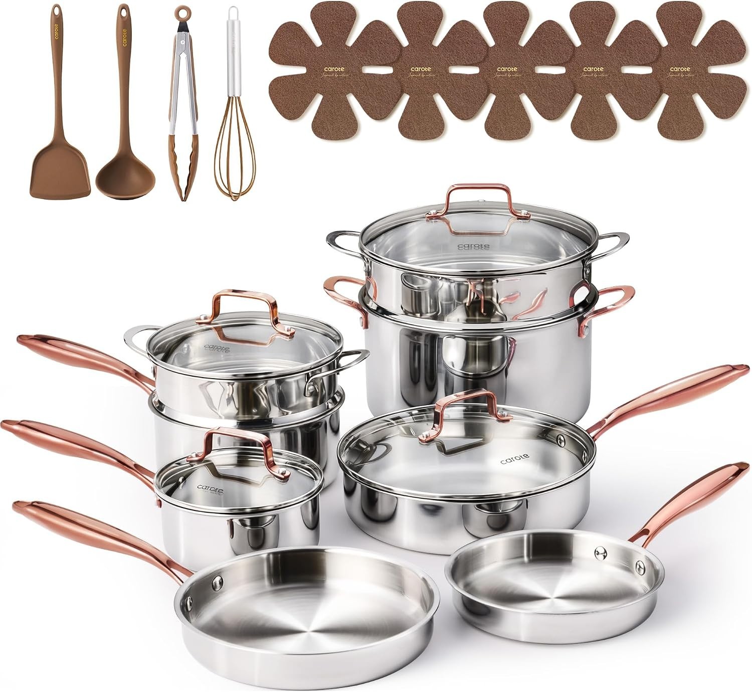 Comprehensive 21-Piece Stainless Steel Cookware Set – Oven & Dishwasher Safe