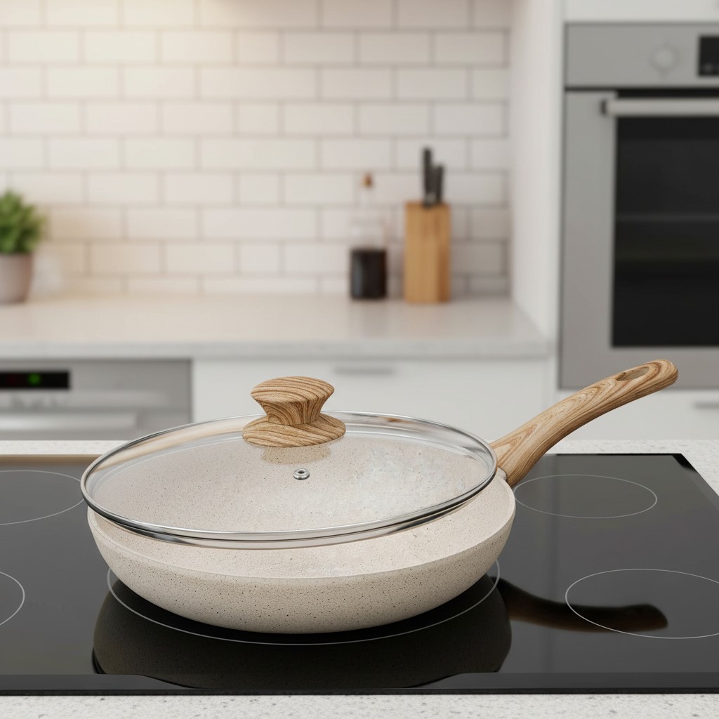 Nonstick 12-Inch Frying Pan with Lid – Safe, Lightweight & Ergonomic Design