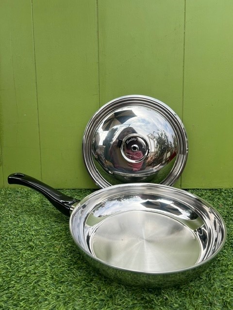 HEALTHY COOKING Special Edition Gourmet Skillet With Lid 10″ Stainless Steel NEW