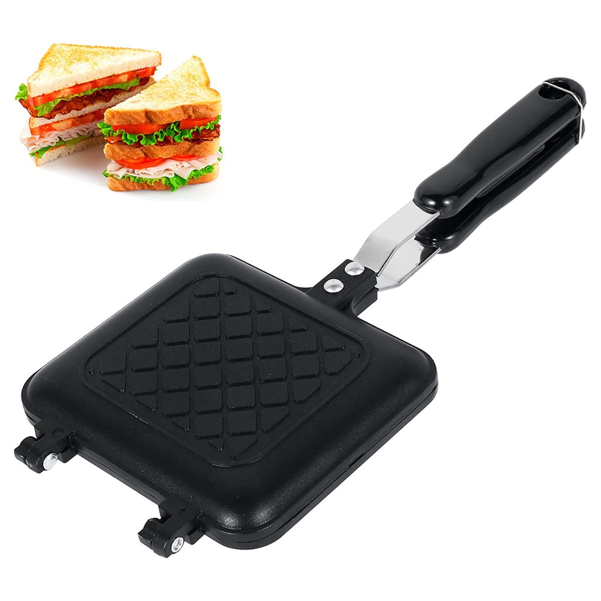 Grilled Sandwich Maker,Camping Toastie Maker, Stove top Panini Press Pan with…
