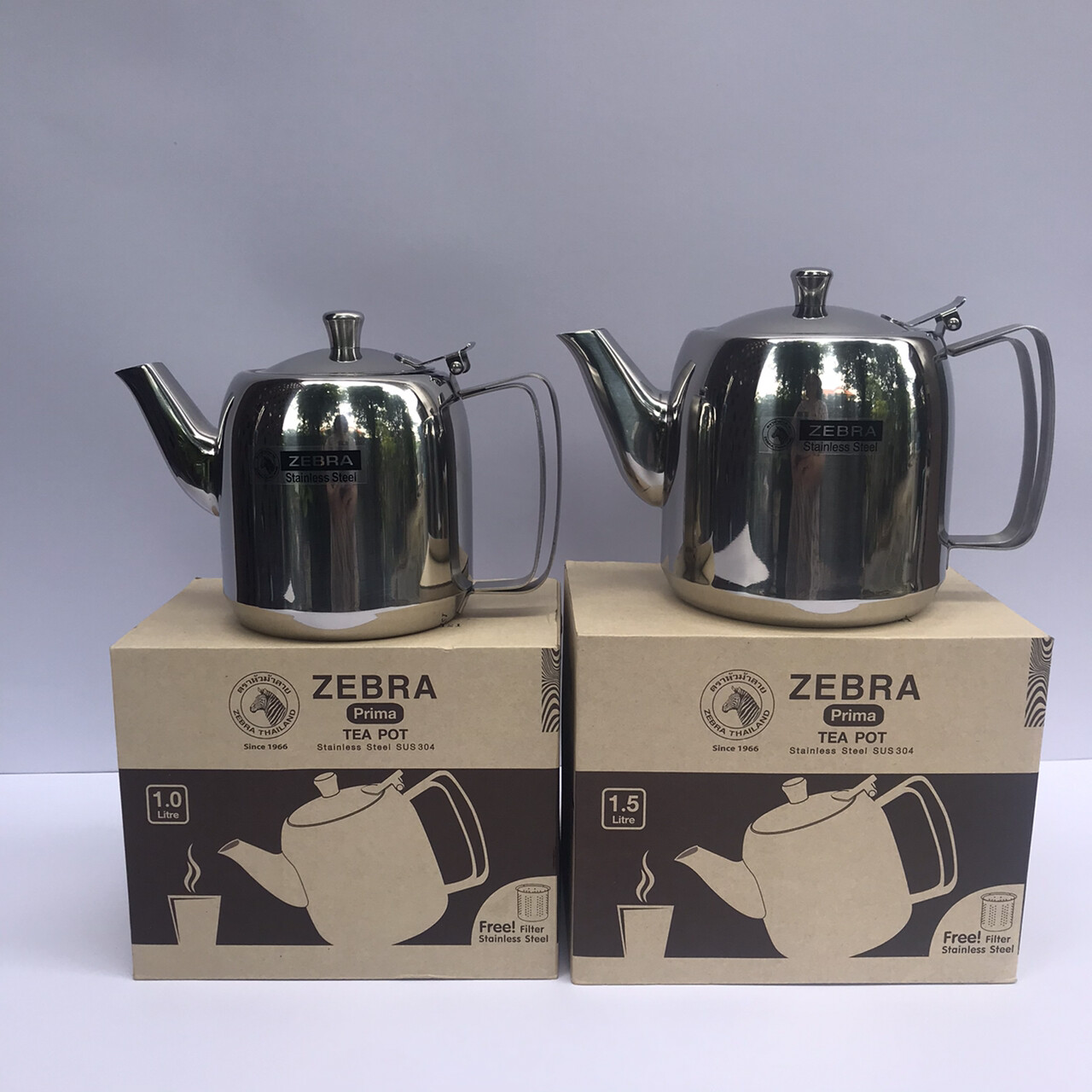 Thai Zebra Brand Prima Tea Pot Kitchenware Silver Stainless Steel Free Filter