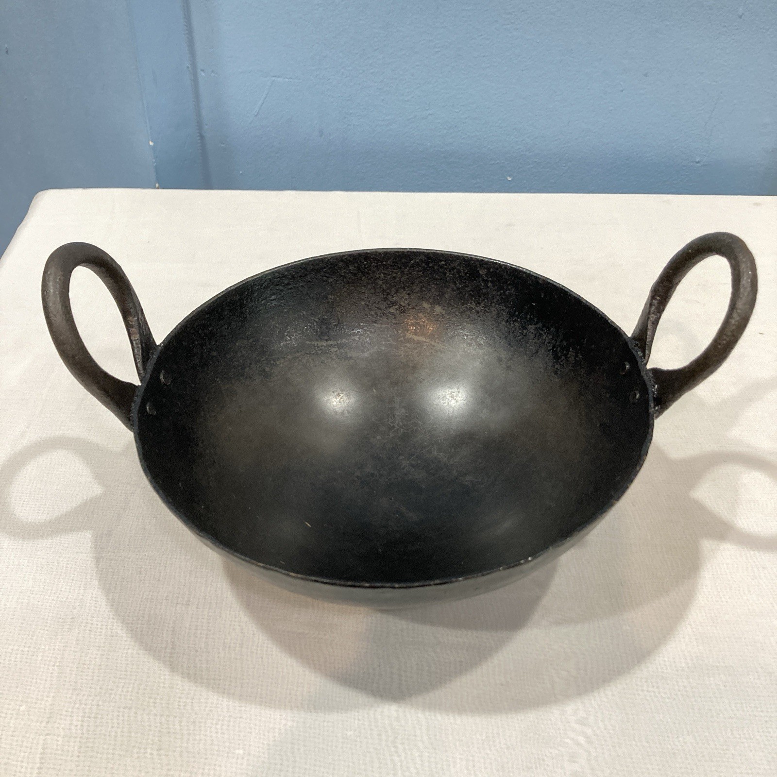 Traditional Iron Kadai Deep Frying Pan Wok 8 Inch