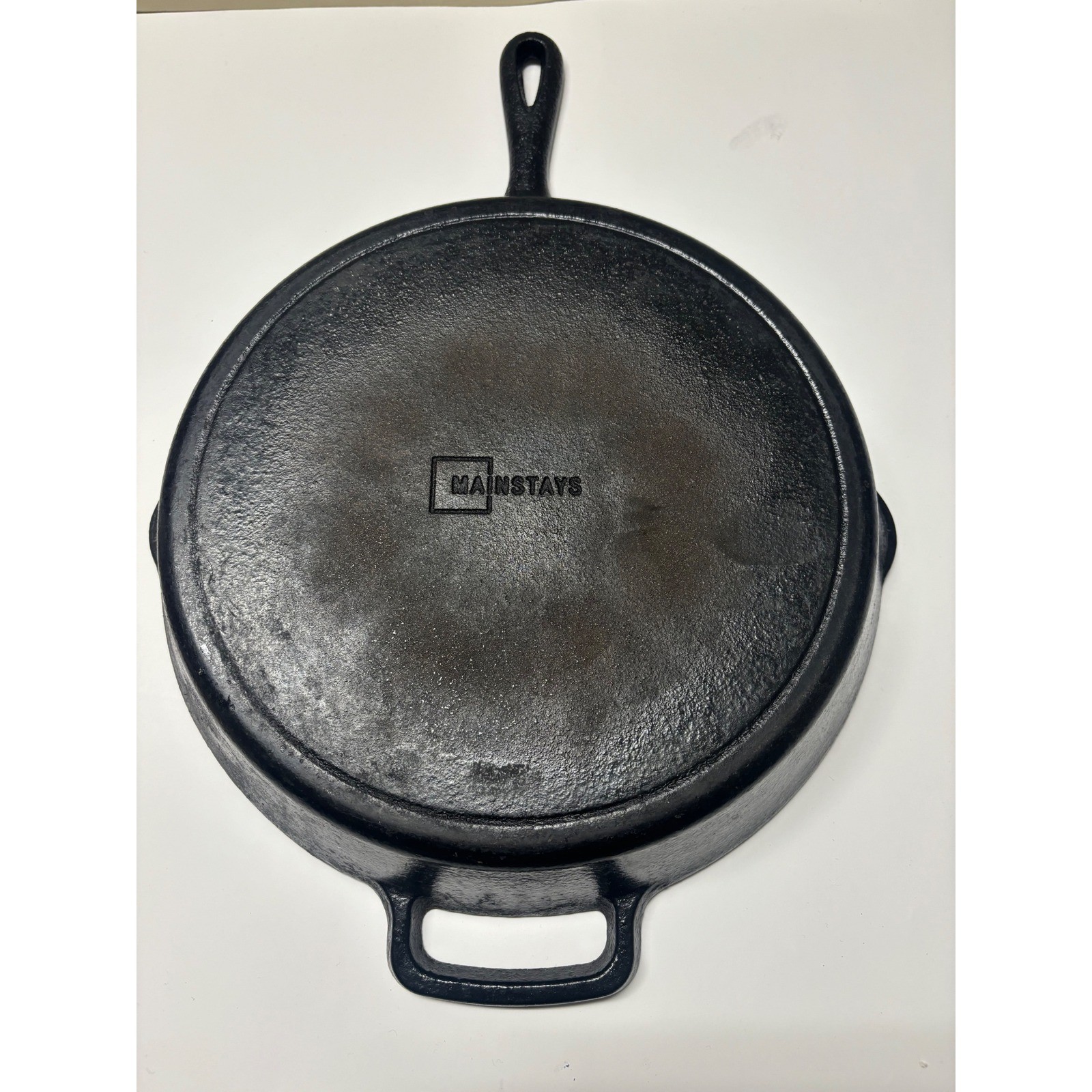Mainstays Cast Iron Skillet Heavy Duty 7 lb Frying Pan w/ Helper Handle