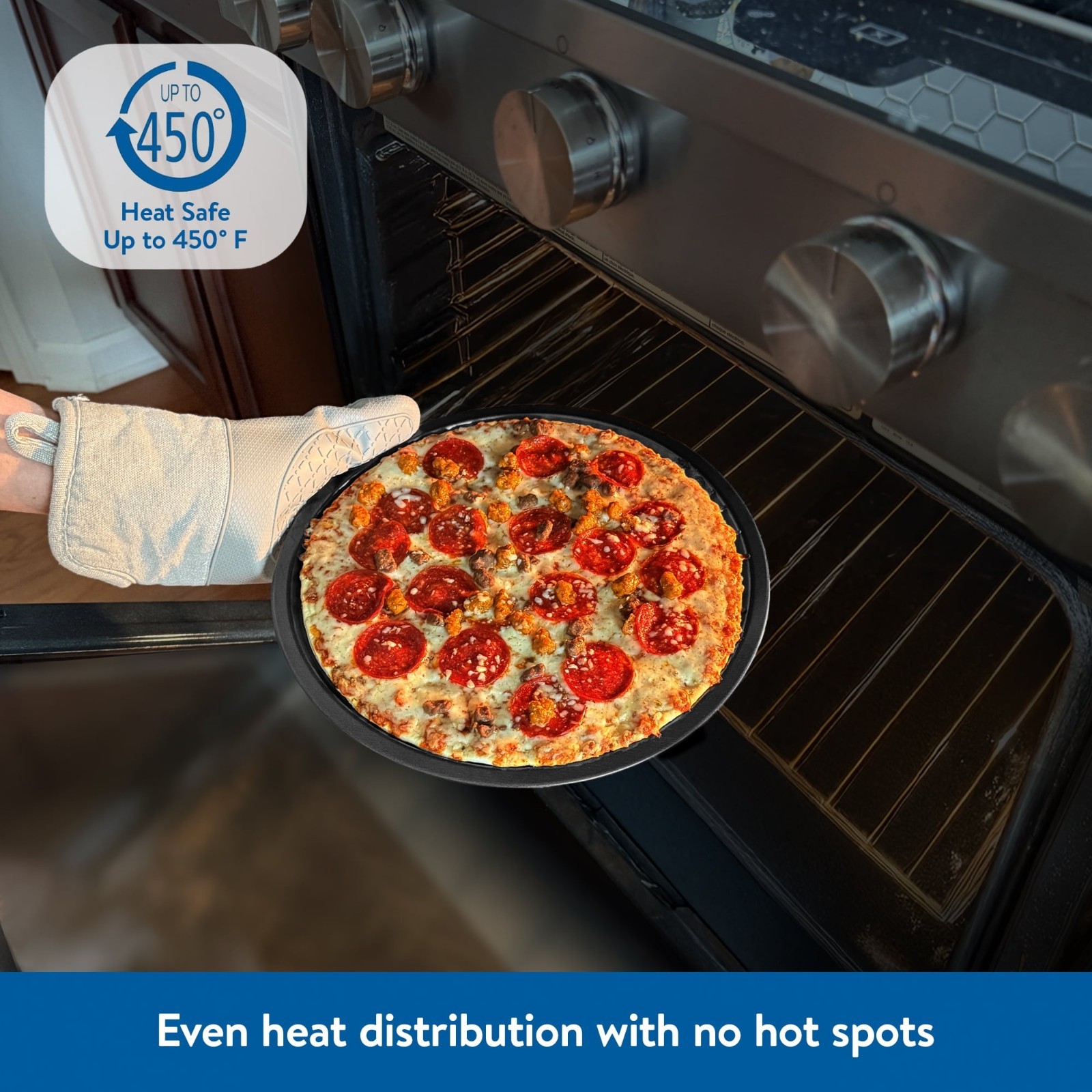 Non Stick Pizza Pan 12 Inches, Dishwasher Safe, Dark Gray