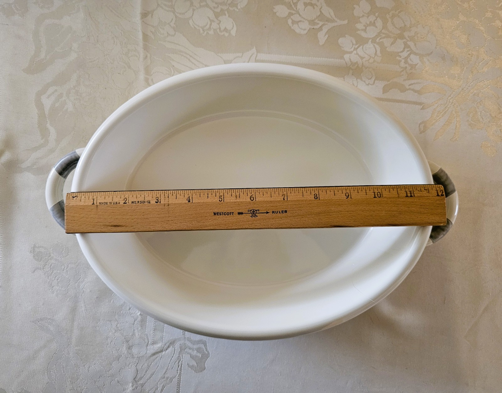Mackenzie Childs STERLING CHECK ENAMEL MEDIUM OVAL GRATIN DISH Hand-Painted