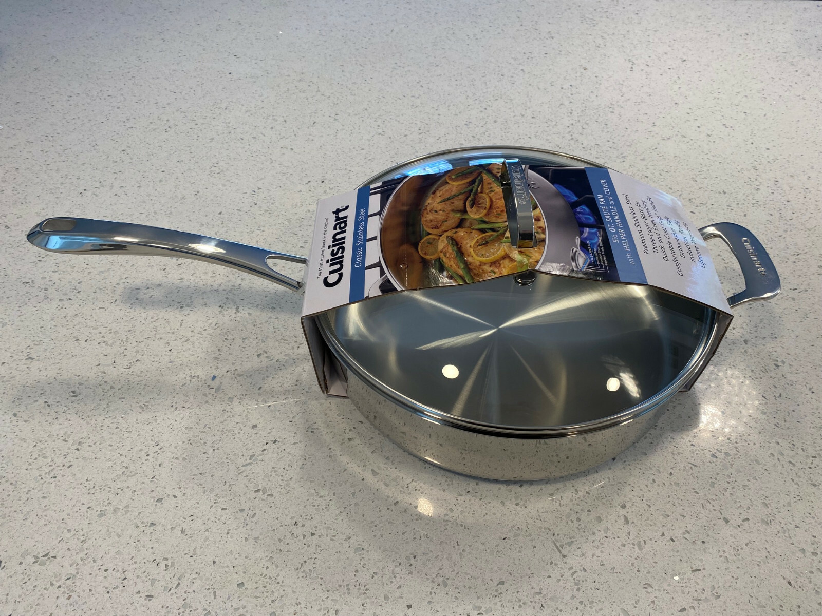 NEW Cuisinart Classic 5.5 Quart Saute Pan with Helper handle & cover 8333-30 Sil