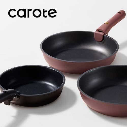 4pcs Non-Stick Frying Pan Set, 8″ 10″ 12″ Omelet Egg Pans, Detachable Handle, PF