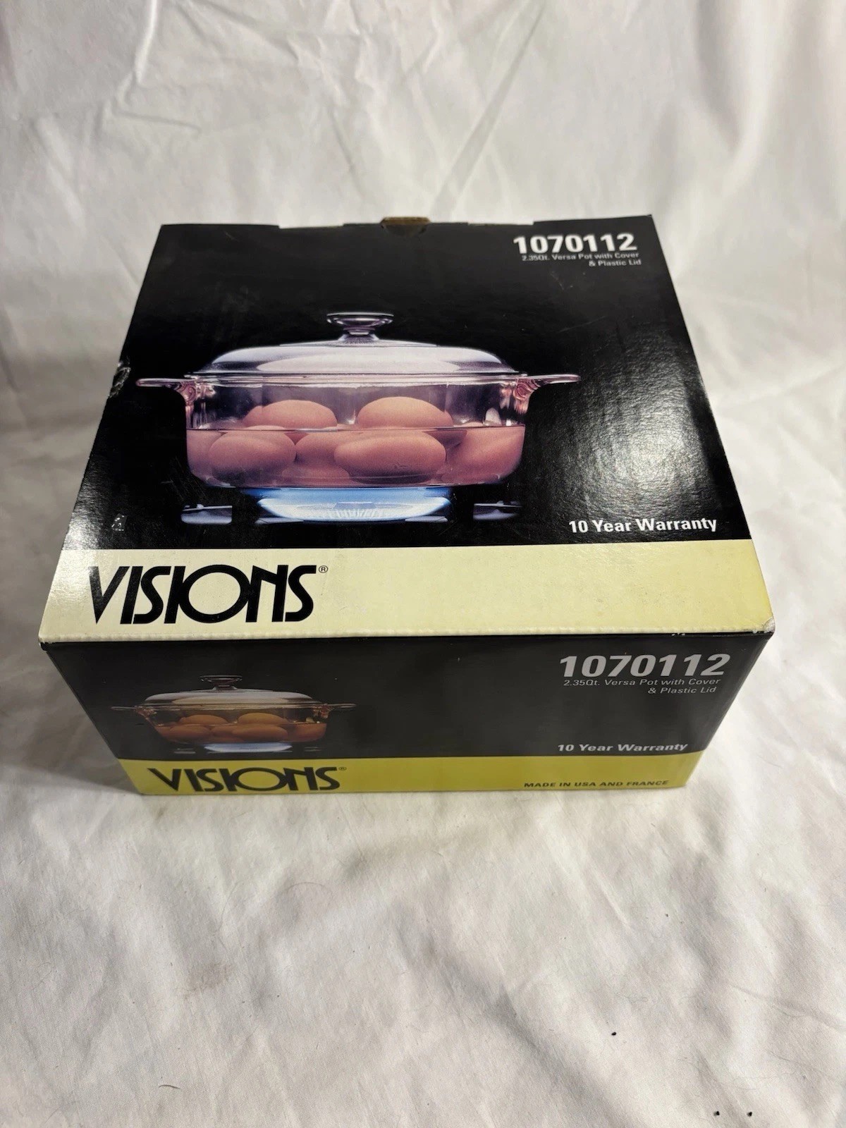 Visions 2.35 Qt Versa Pot 1070112 Amber Glass w/ Cover & Plastic Lid