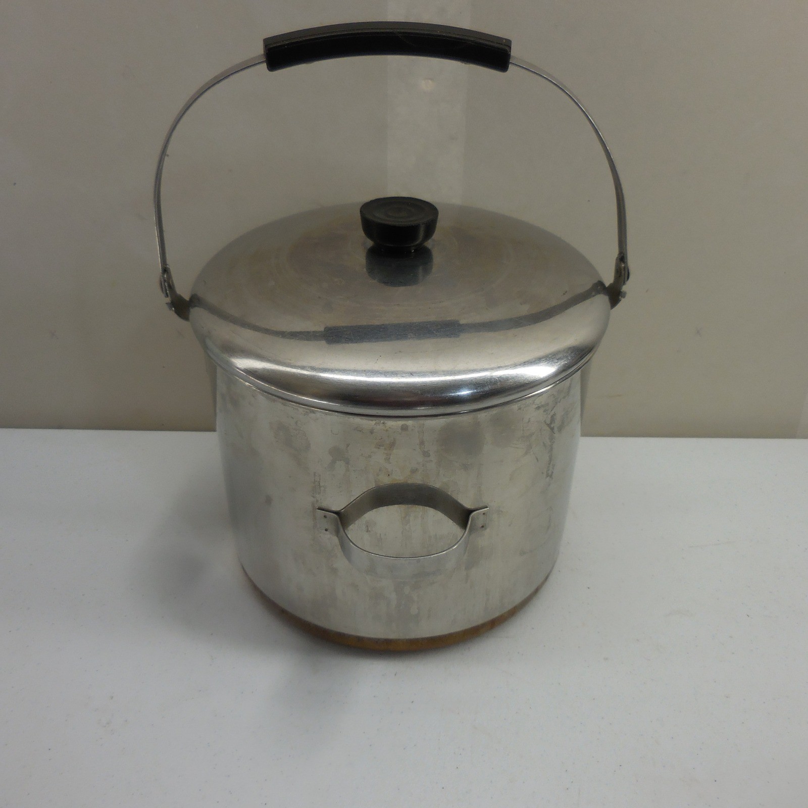 Vintage Revere Ware 8 Qt Stock Pot Copper Clad Bottom Locking Bail Handle